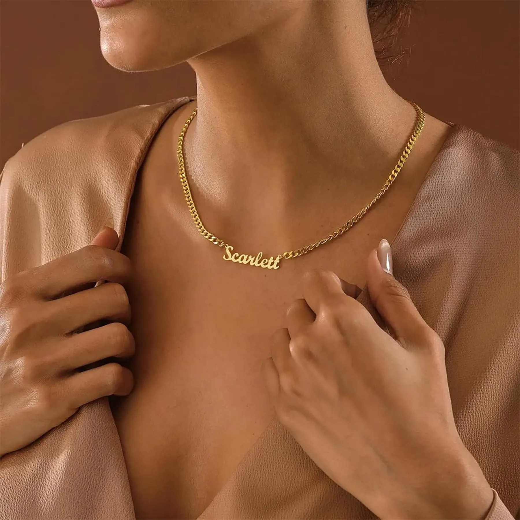 Kiddo Sky Collana con Nome Personalizzata, Catena Barbazzale, Placcata in Oro 18 Carati - immagine 3