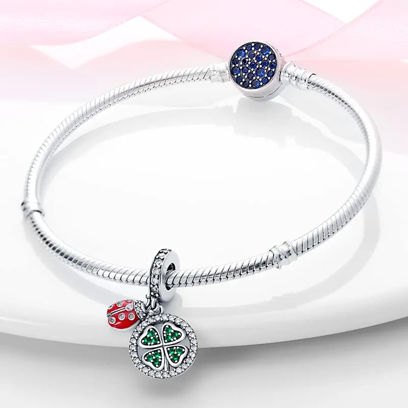Symretie Bead Charm Ciondolo Argento Sterling 925 con Cubic Zirconia per Braccialetti e Collane Europee - immagine 3