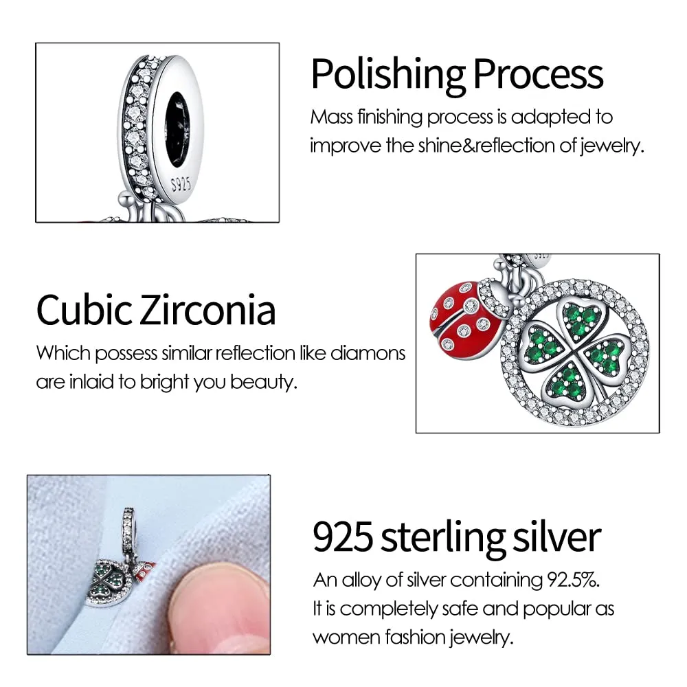 Symretie Bead Charm Ciondolo Argento Sterling 925 con Cubic Zirconia per Braccialetti e Collane Europee - immagine 7