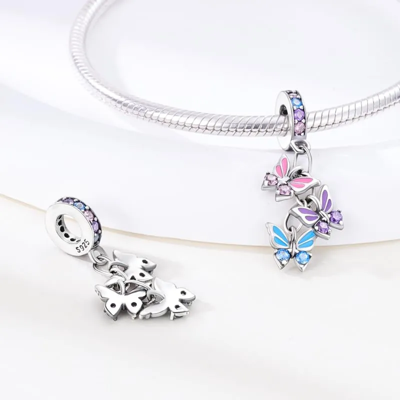 Symretie Bead Charm Ciondolo Argento Sterling 925 con Cubic Zirconia per Braccialetti e Collane Europee - immagine 4