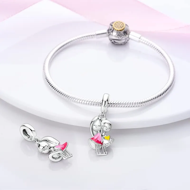 Symretie Bead Charm Ciondolo Argento Sterling 925 con Cubic Zirconia per Braccialetti e Collane Europee - immagine 3