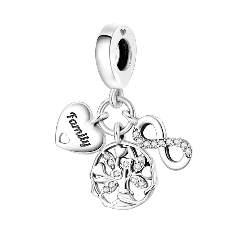 Symretie Bead Charm Ciondolo Argento Sterling 925 con Cubic Zirconia per Braccialetti e Collane Europee - immagine 1