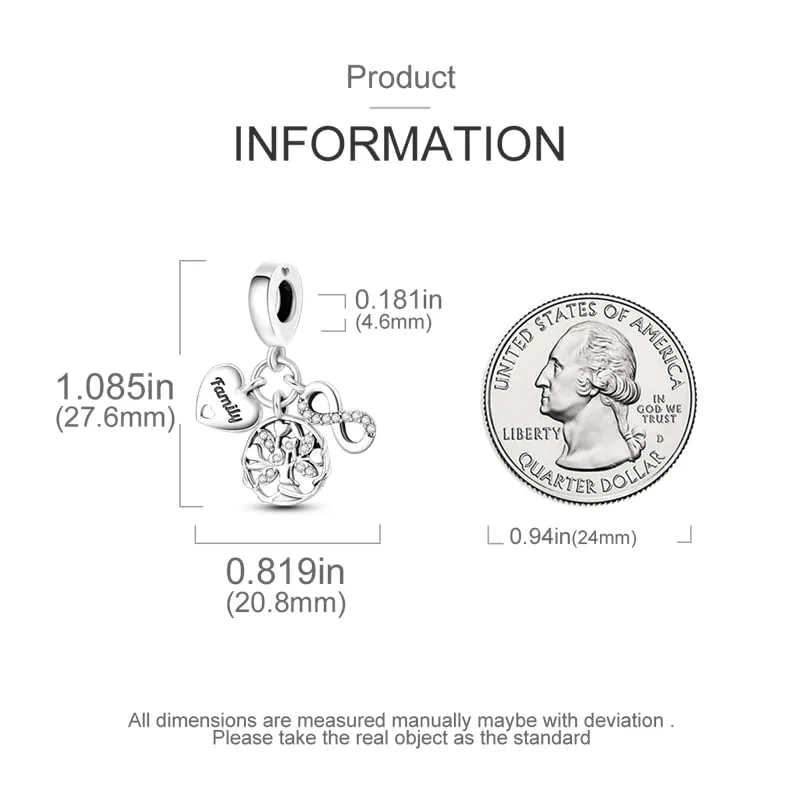 Symretie Bead Charm Ciondolo Argento Sterling 925 con Cubic Zirconia per Braccialetti e Collane Europee - immagine 6
