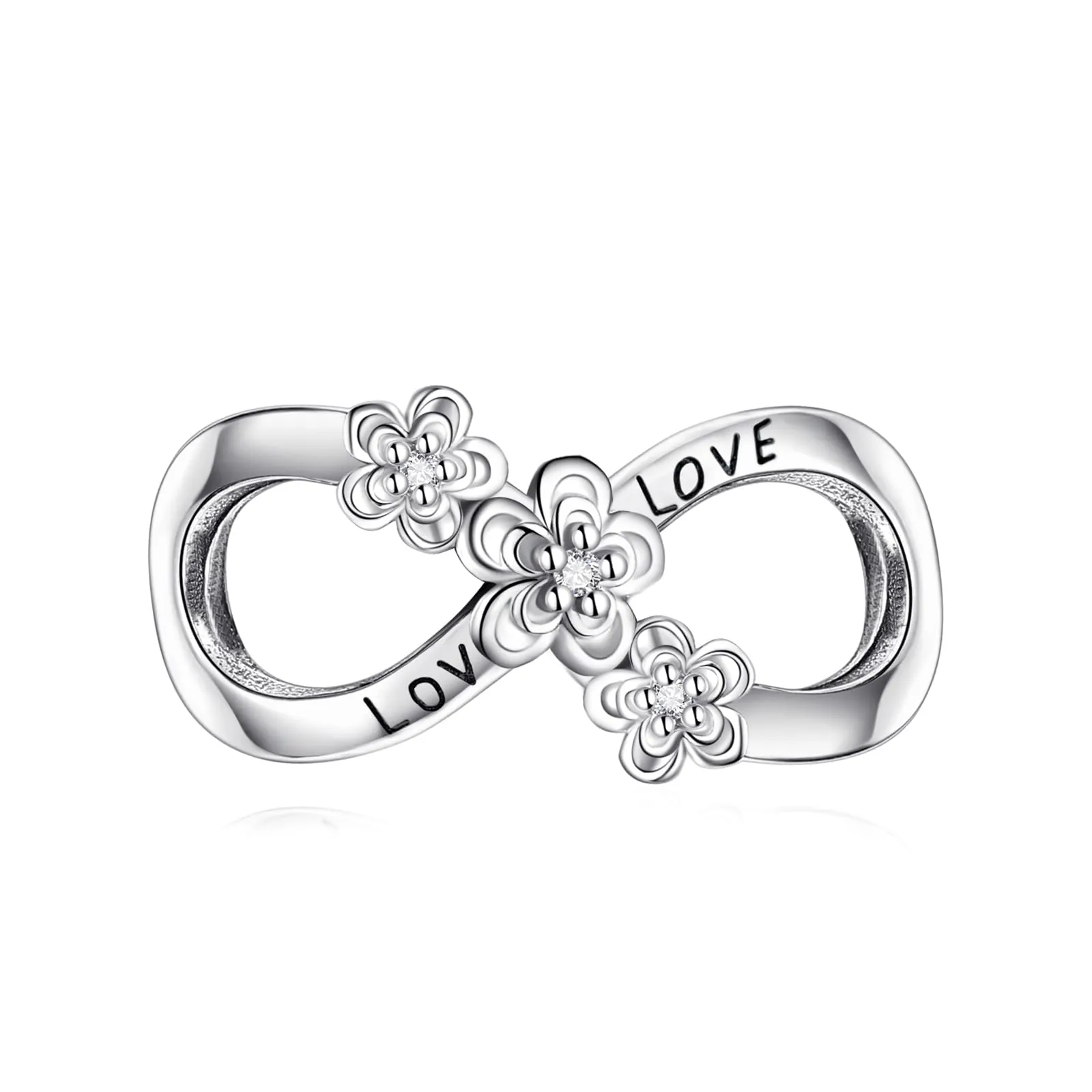 Symretie Bead Charm Ciondolo Argento Sterling 925 con Cubic Zirconia per Braccialetti e Collane Europei - immagine 1