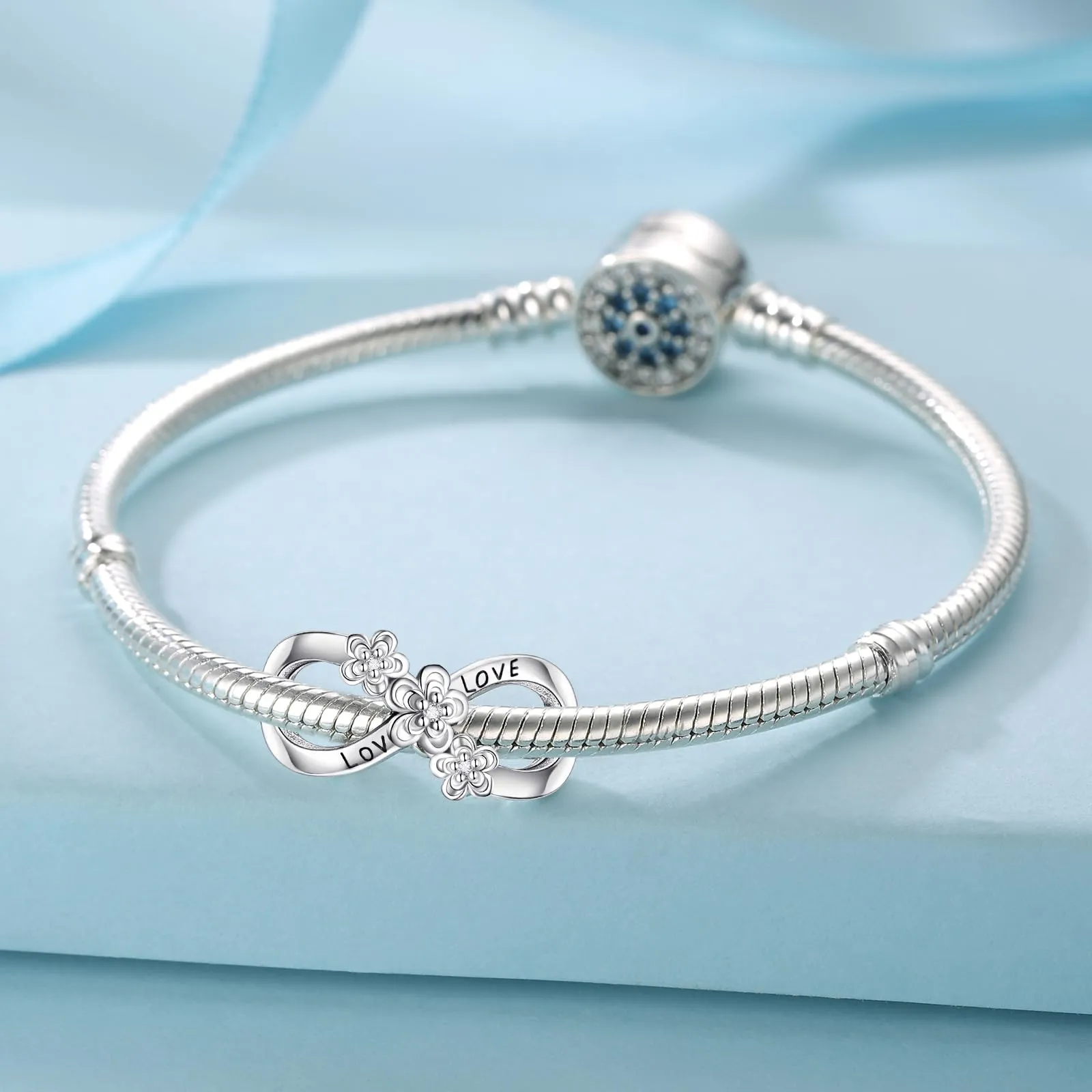 Symretie Bead Charm Ciondolo Argento Sterling 925 con Cubic Zirconia per Braccialetti e Collane Europei - immagine 4