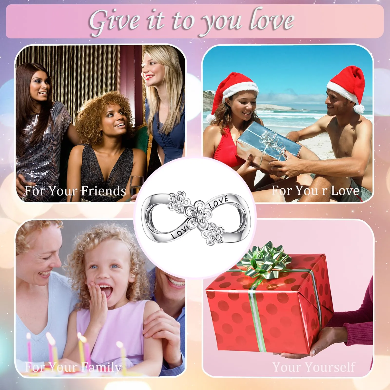 Symretie Bead Charm Ciondolo Argento Sterling 925 con Cubic Zirconia per Braccialetti e Collane Europei - immagine 6