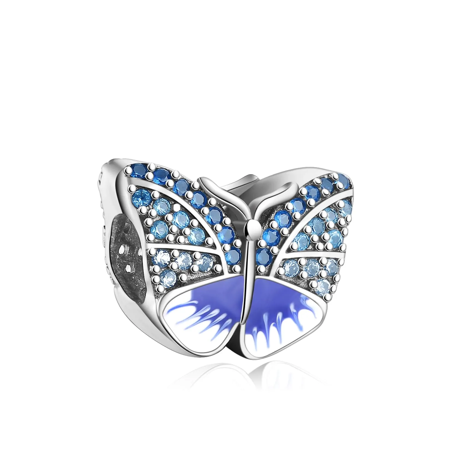 Symretie Bead Charm Ciondolo Argento Sterling 925 con Cubic Zirconia per Braccialetti e Collane Europee - immagine 1