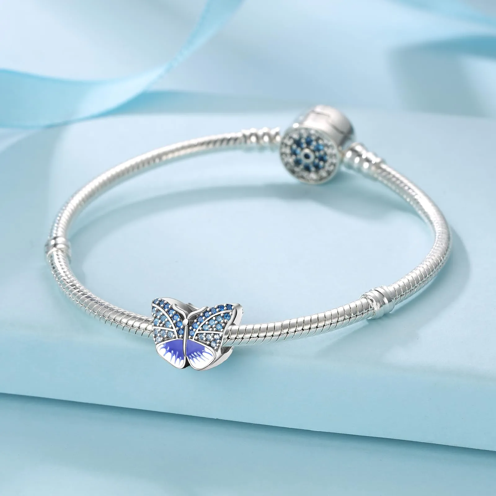 Symretie Bead Charm Ciondolo Argento Sterling 925 con Cubic Zirconia per Braccialetti e Collane Europee - immagine 3