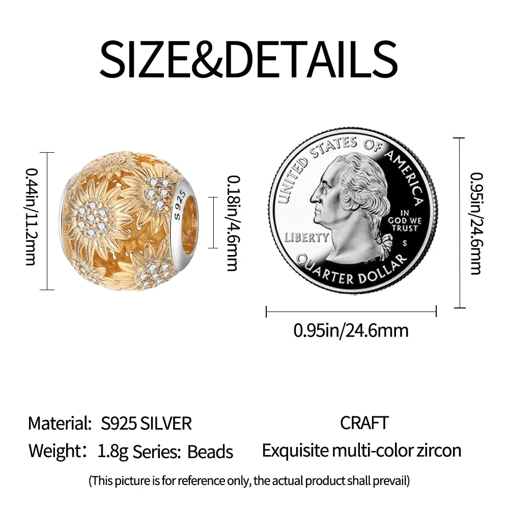 Symretie Bead Charm in Argento Sterling 925 con Cubic Zirconia per Braccialetti e Collane Europee - immagine 7