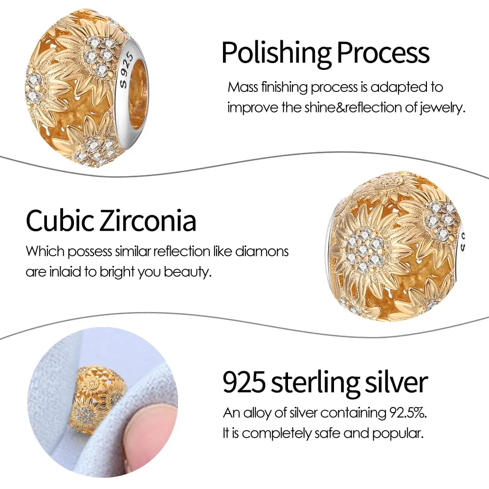 Symretie Bead Charm in Argento Sterling 925 con Cubic Zirconia per Braccialetti e Collane Europee - immagine 8