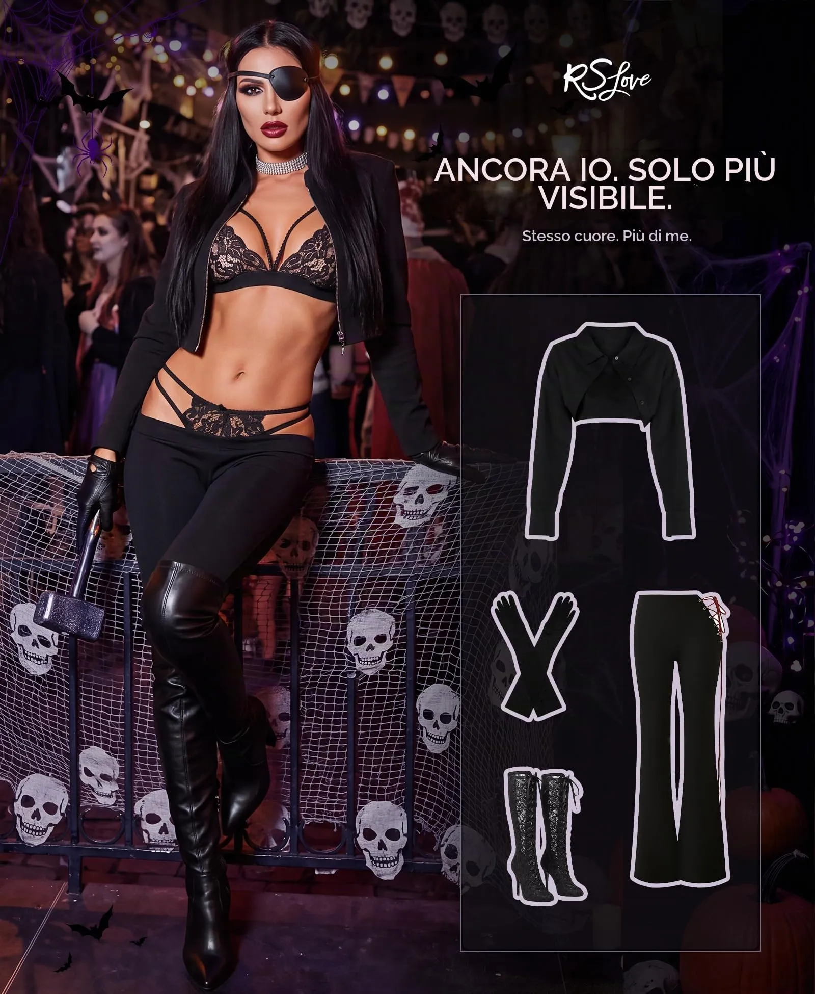 RSLOVE Set Lingerie in Pizzo 3 Pezzi con Body e Reggicalze, Nero, L - immagine 4