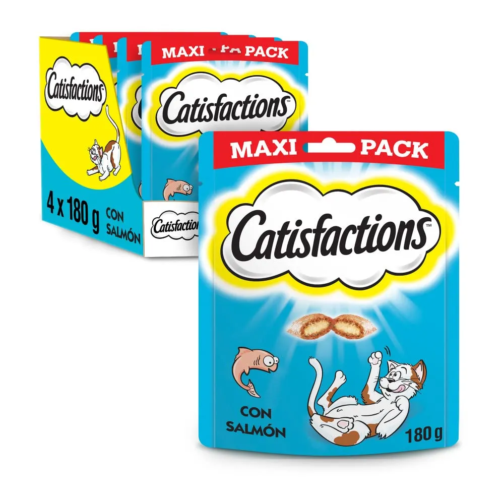 Catisfactions Alimento Complementare con Salmone per Gatto Adulto e Gattino, 4 x 180 g - immagine 1