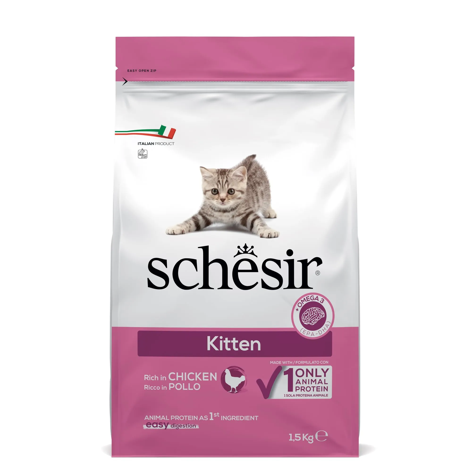 Schesir Kitten Alimento Secco per Cuccioli di Gatto al Pollo, 1,5 kg - immagine 1