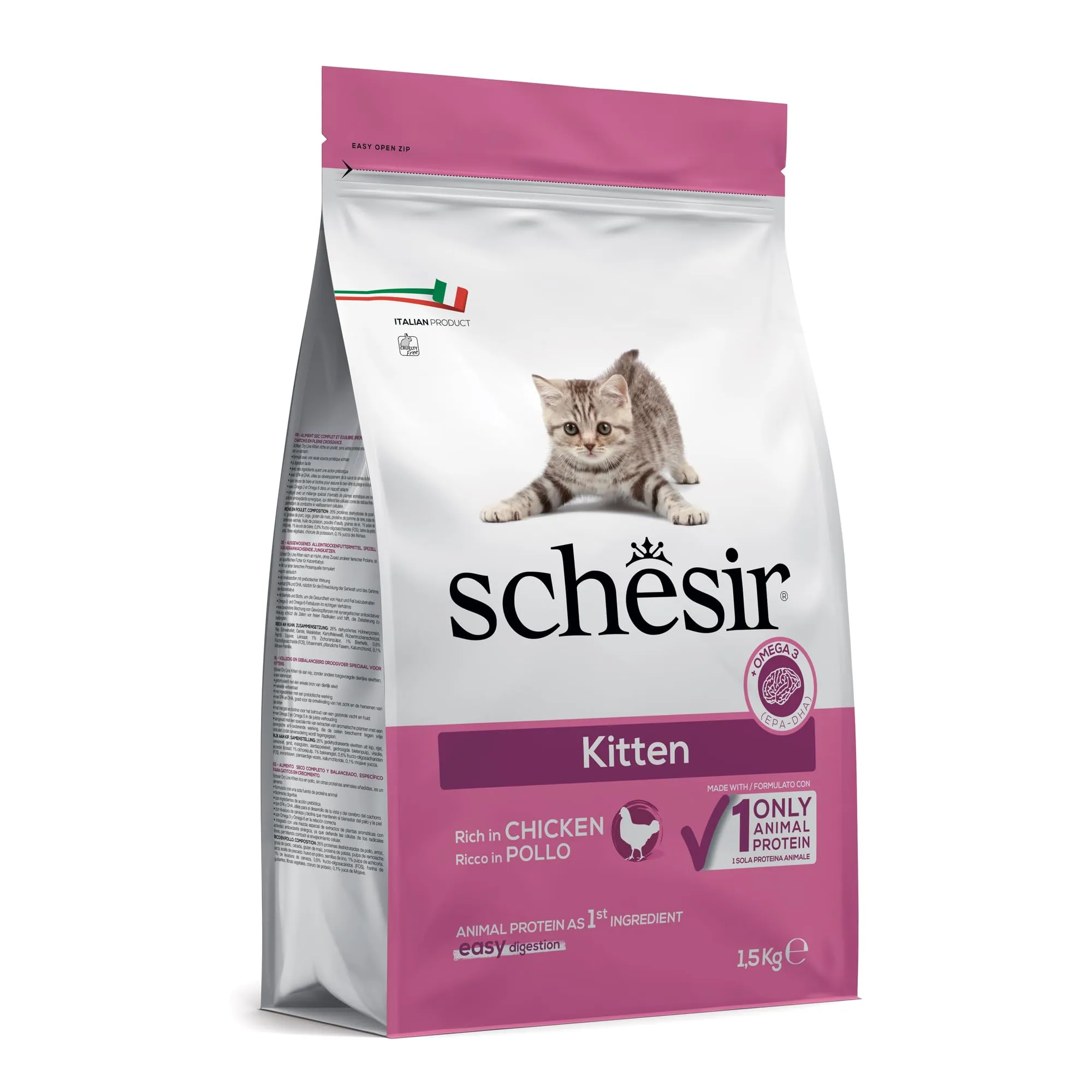 Schesir Kitten Alimento Secco per Cuccioli di Gatto al Pollo, 1,5 kg - immagine 2