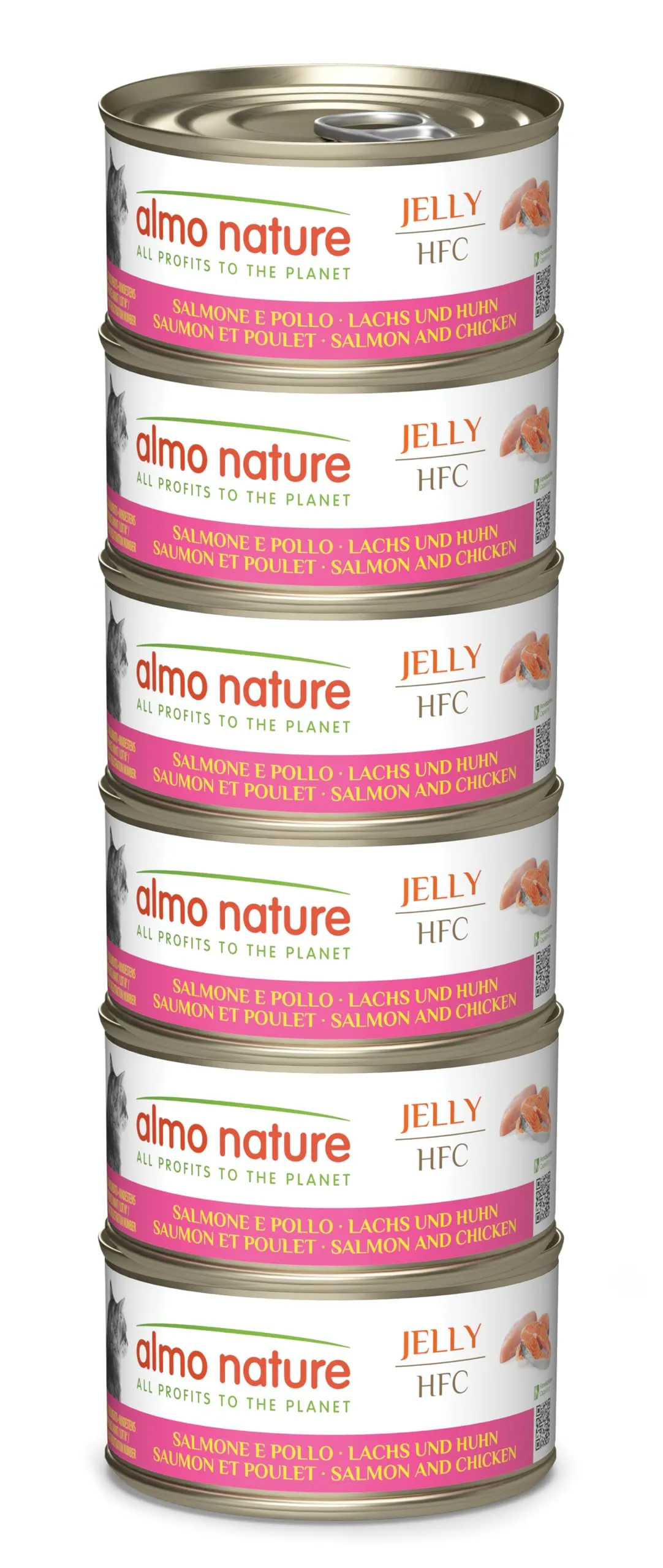 Almo Nature HFC Jelly Alimento Umido per Gatti Adulti Salmone e Pollo 70g (Confezione da 6) - immagine 1