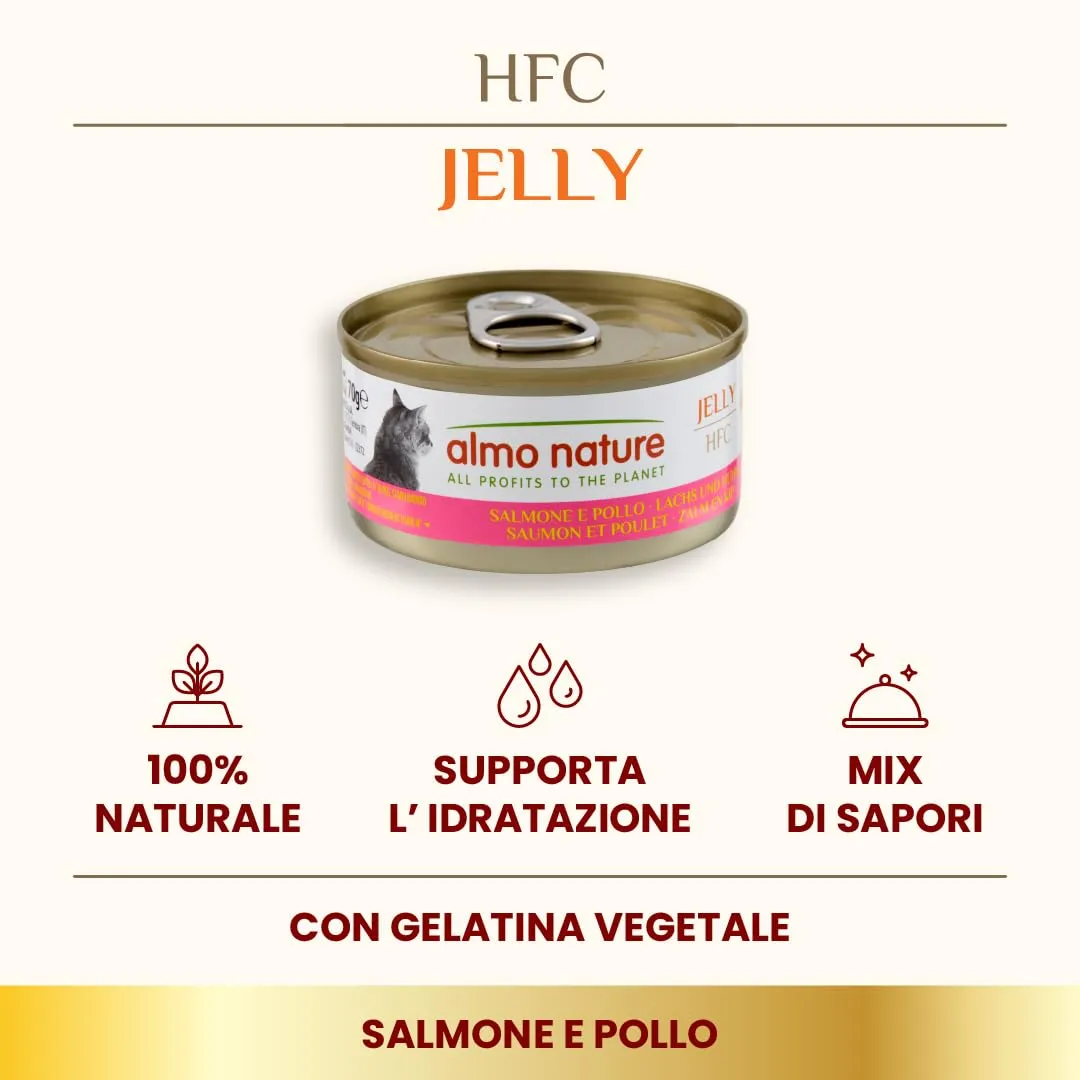 Almo Nature HFC Jelly Alimento Umido per Gatti Adulti Salmone e Pollo 70g (Confezione da 6) - immagine 2