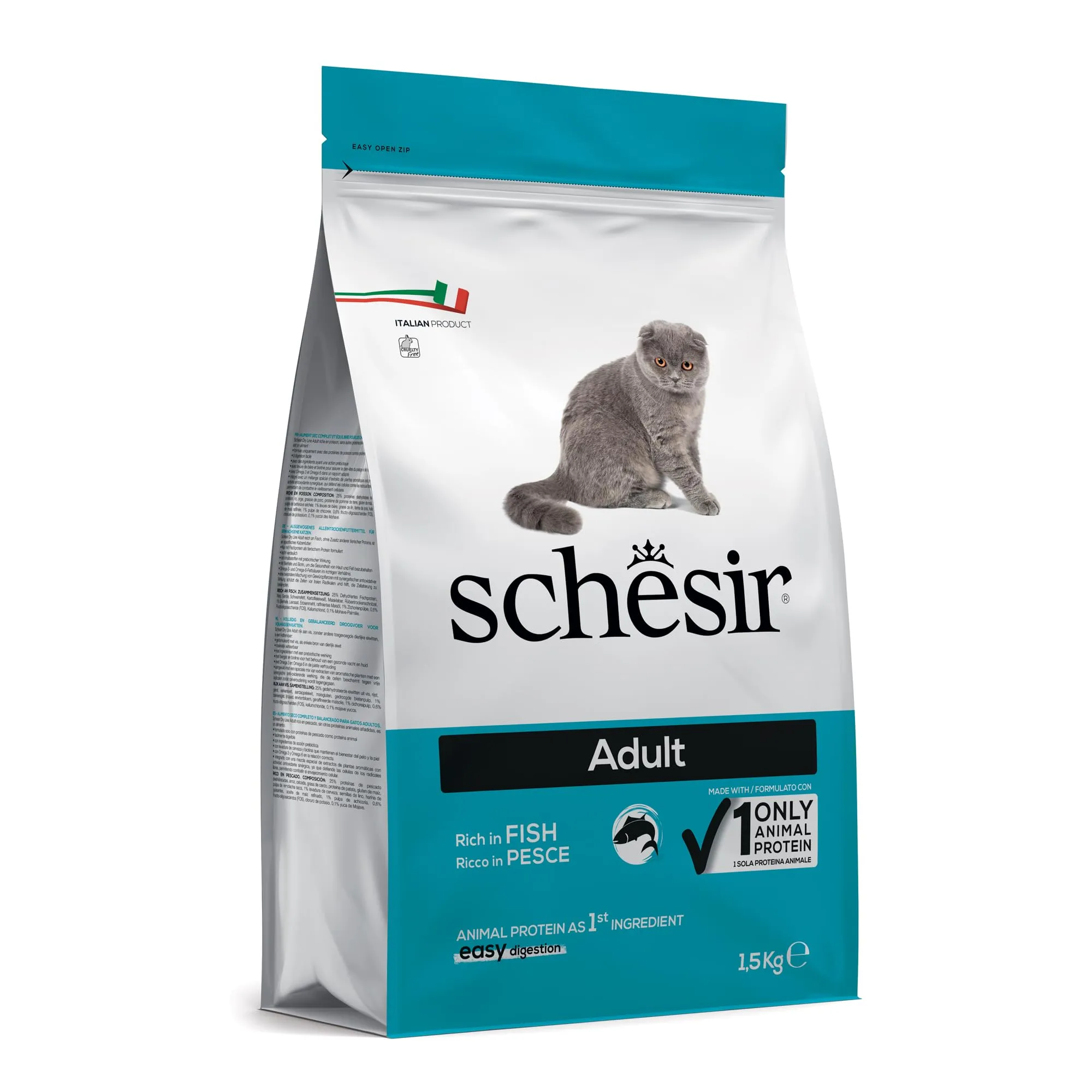 Schesir Adult Alimento Secco Completo per Gatti al Pesce, 1,5 kg - immagine 2