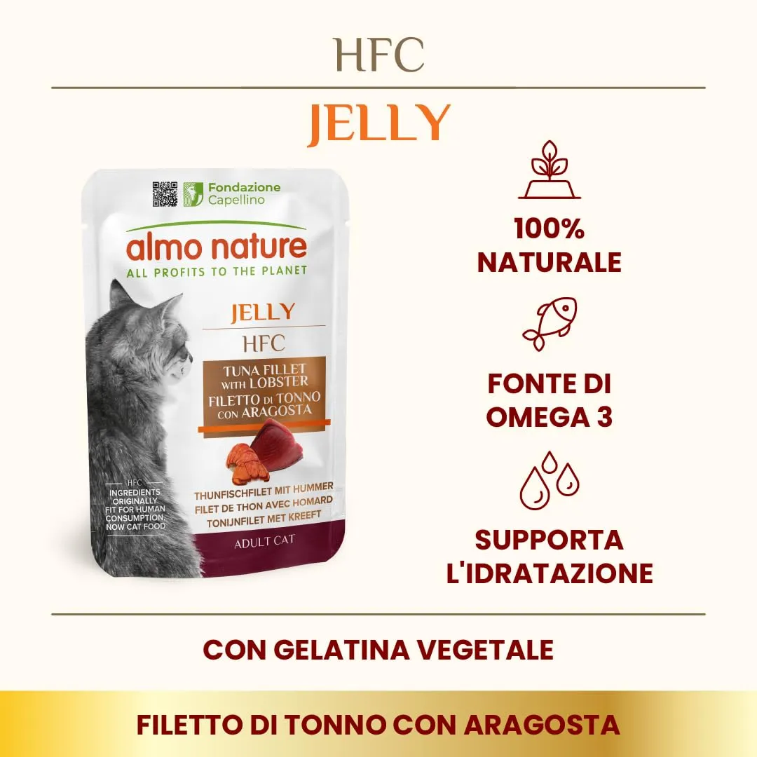 Almo Nature HFC Jelly Alimento Umido per Gatti Adulti Filetto di Tonno con Aragosta 55g (Confezione da 24) - immagine 2