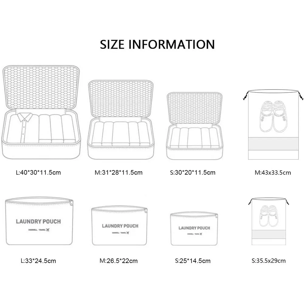 Vicloon Set Organizer per Valigie 8 in 1, Packing Cubes per Vestiti, Scarpe e Cosmetici - immagine 4