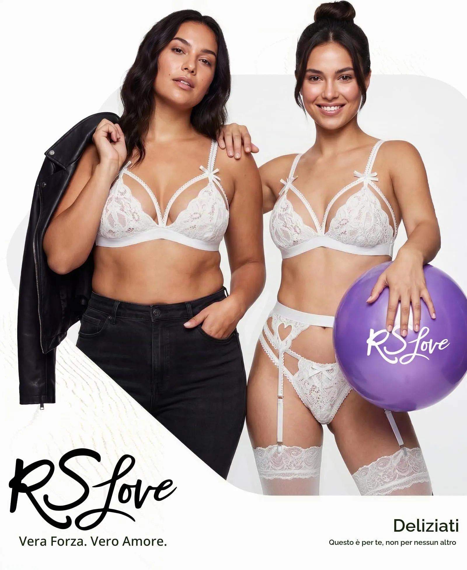 RSLOVE Set di Biancheria Intima in Pizzo con Reggicalze e Babydoll Body, Bianco, M - immagine 2
