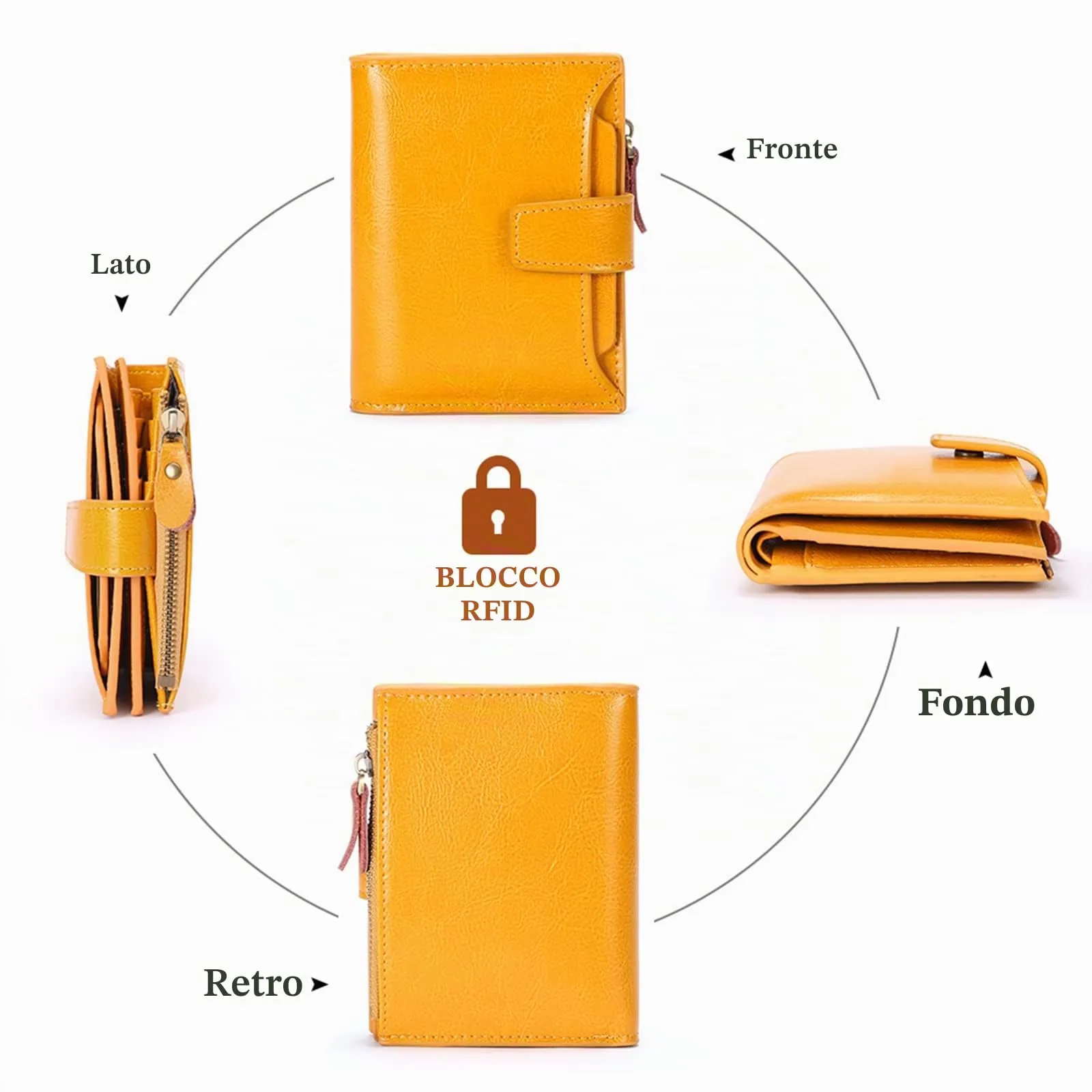 SENDEFN Portafoglio Donna in Pelle Vera con Blocco RFID, 14 Slot per Carte e Portamonete con Cerniera - immagine 4