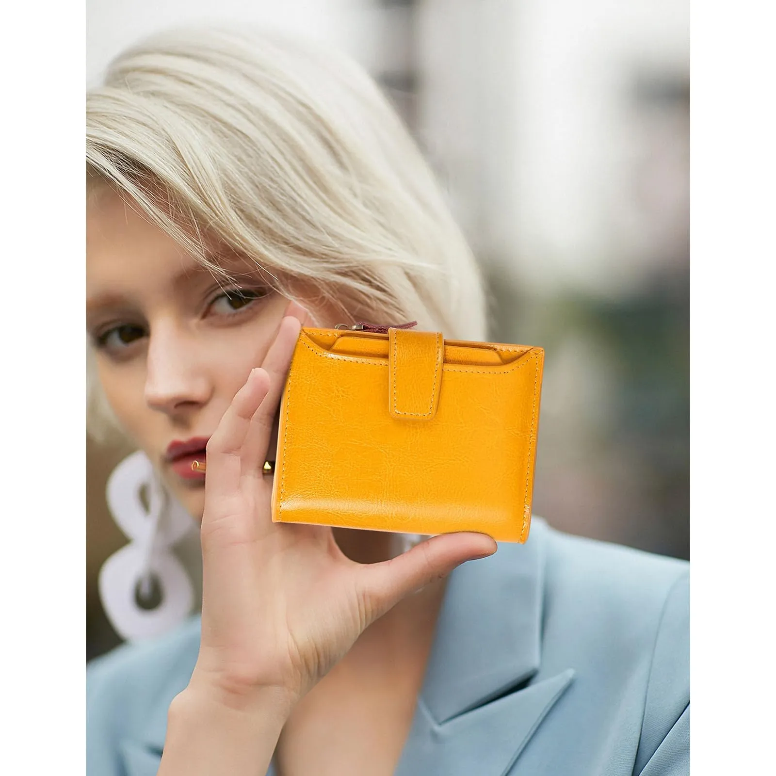 SENDEFN Portafoglio Donna in Pelle Vera con Blocco RFID, 14 Slot per Carte e Portamonete con Cerniera - immagine 8