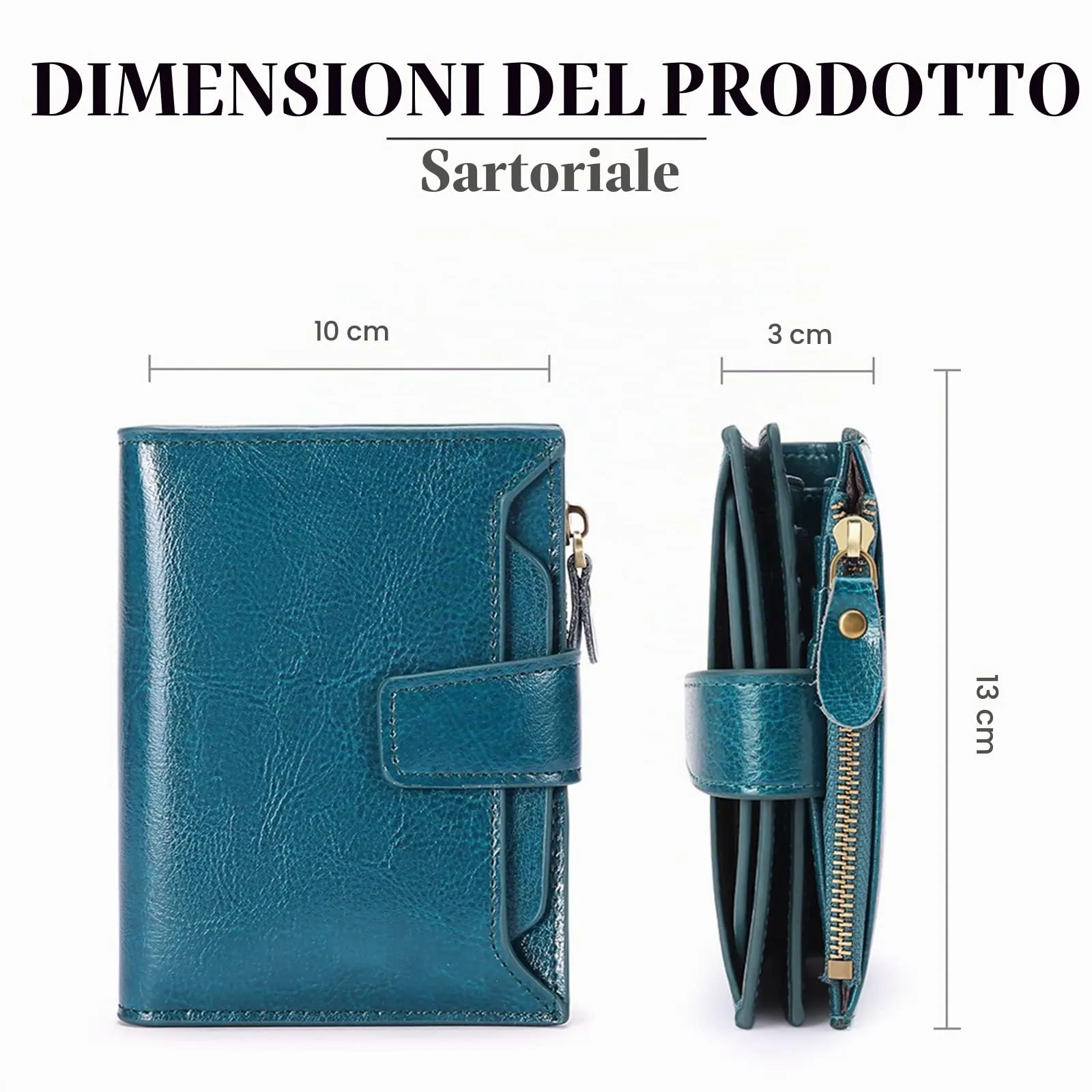 SENDEFN Portafoglio Donna in Pelle Vera con RFID, 14 Slot per Carte e Portamonete con Cerniera - immagine 3