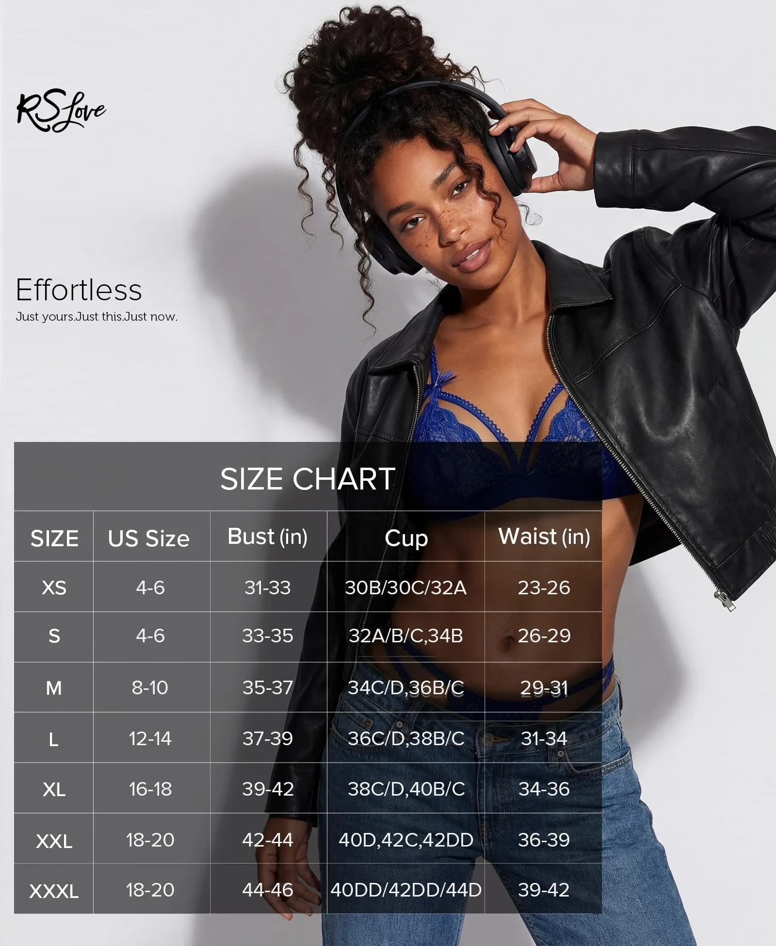 RSLOVE Set Intimo Donna con Reggicalze in Pizzo, Reggiseno e Slip, Mini Babydoll - Blu, M - immagine 3