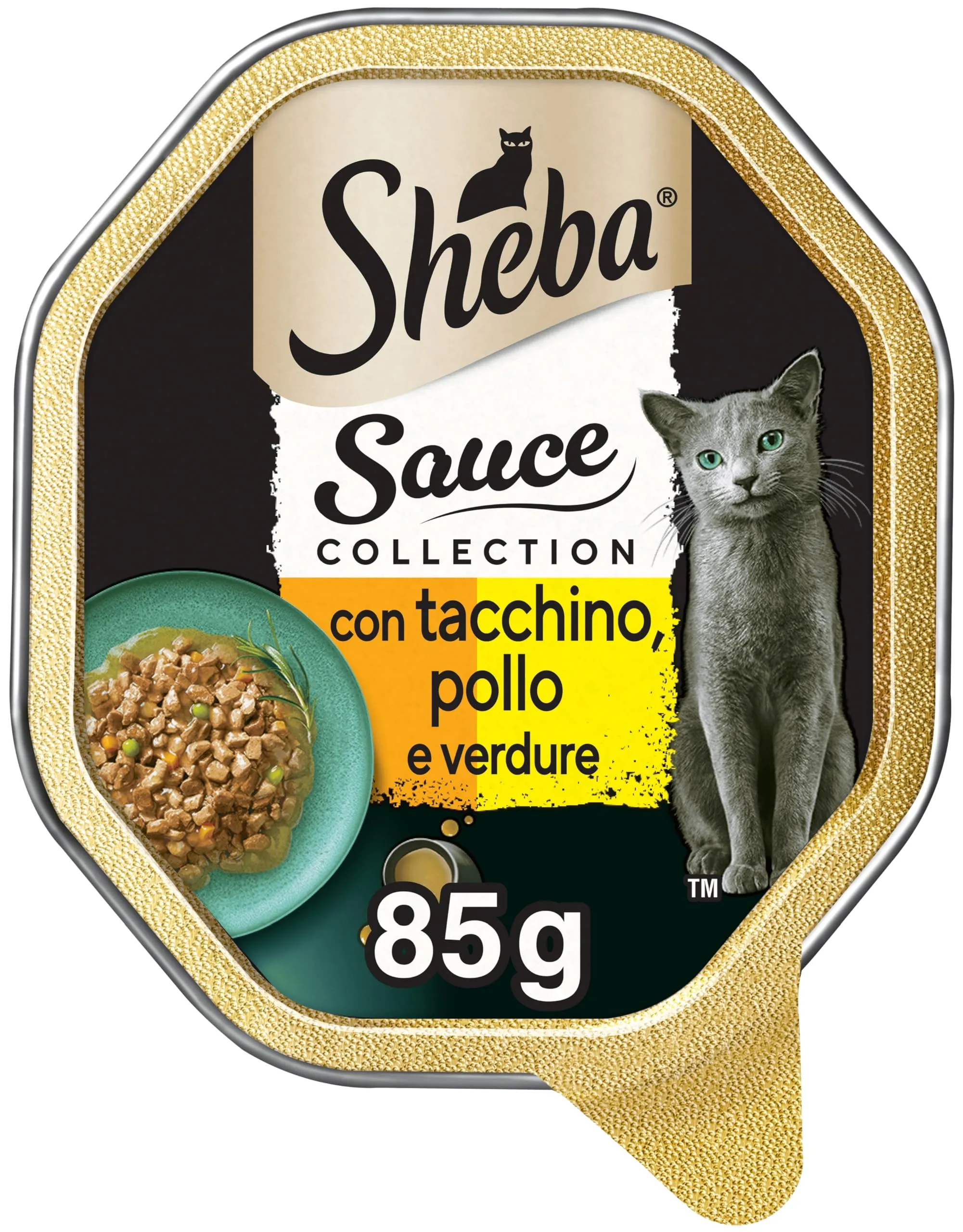 Sheba Sauce Collection Cibo Umido per Gatti con Tacchino, Pollo e Verdure, 22 Vaschette da 85 g - immagine 1