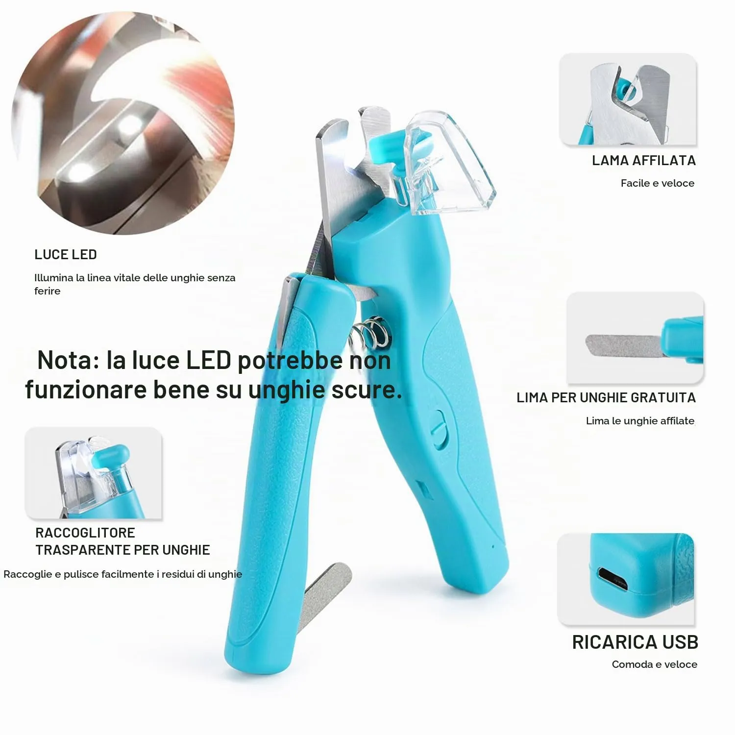 WWVVPET Tagliaunghie per Animali Domestici con Luce LED per Gatti e Cani - immagine 3