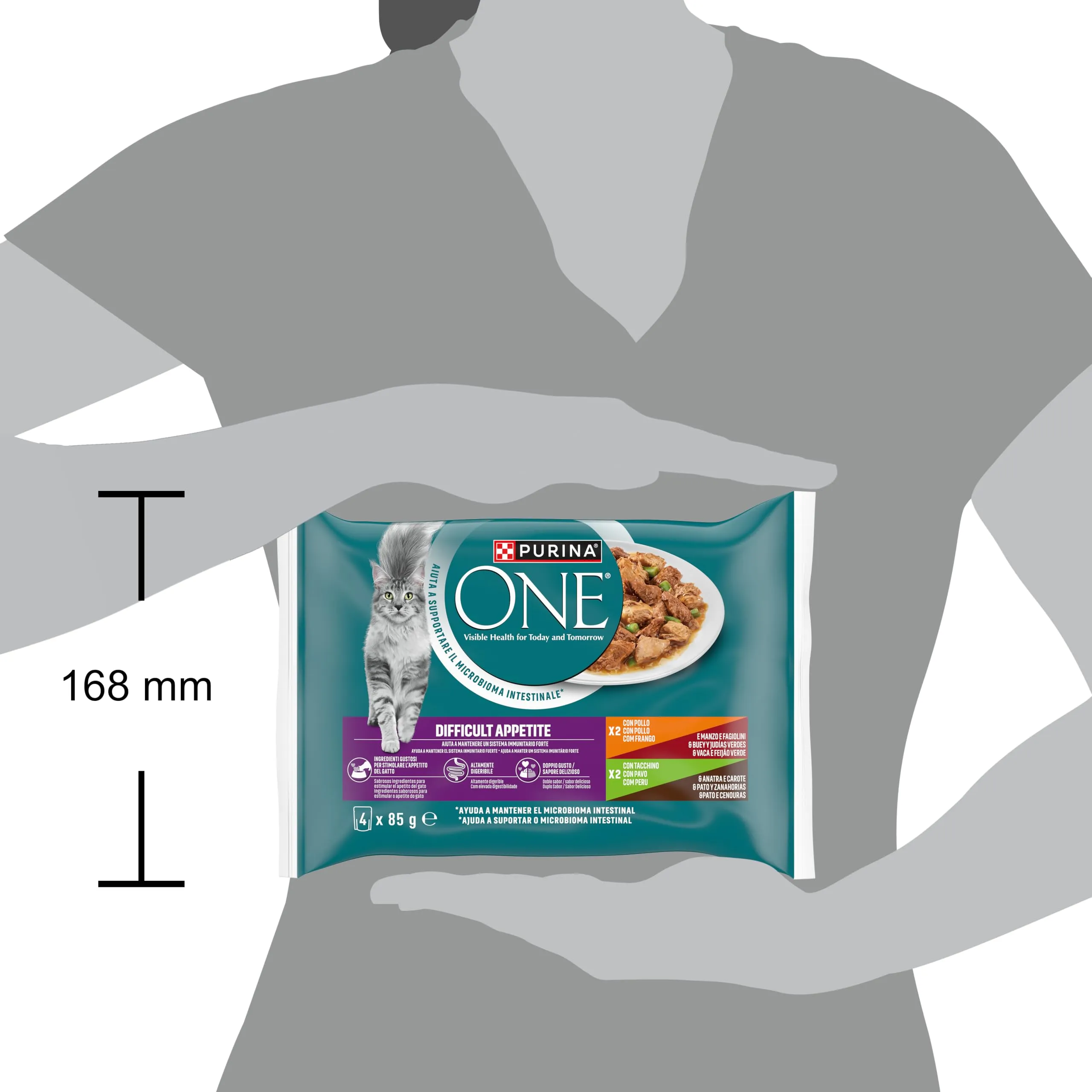 Purina ONE Appetito Difficile Filettini in salsa per Gatti con Pollo, Manzo, Tacchino e Anatra, 48 Buste da 85 g - immagine 3