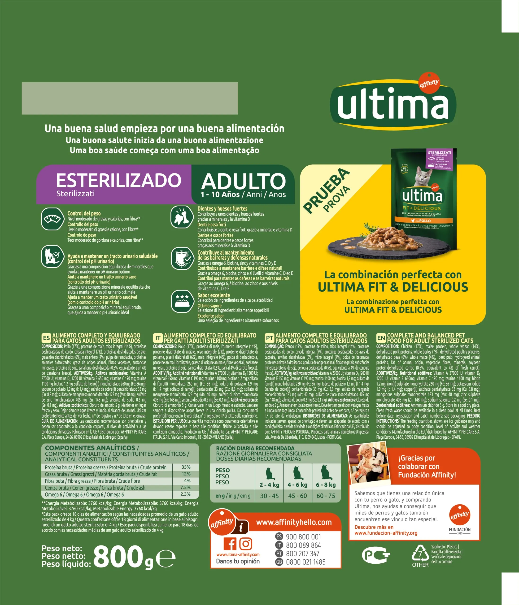 Ultima Sterilizzati Adult Pollo Crocchette per Gatti 8 x 800 g - immagine 4