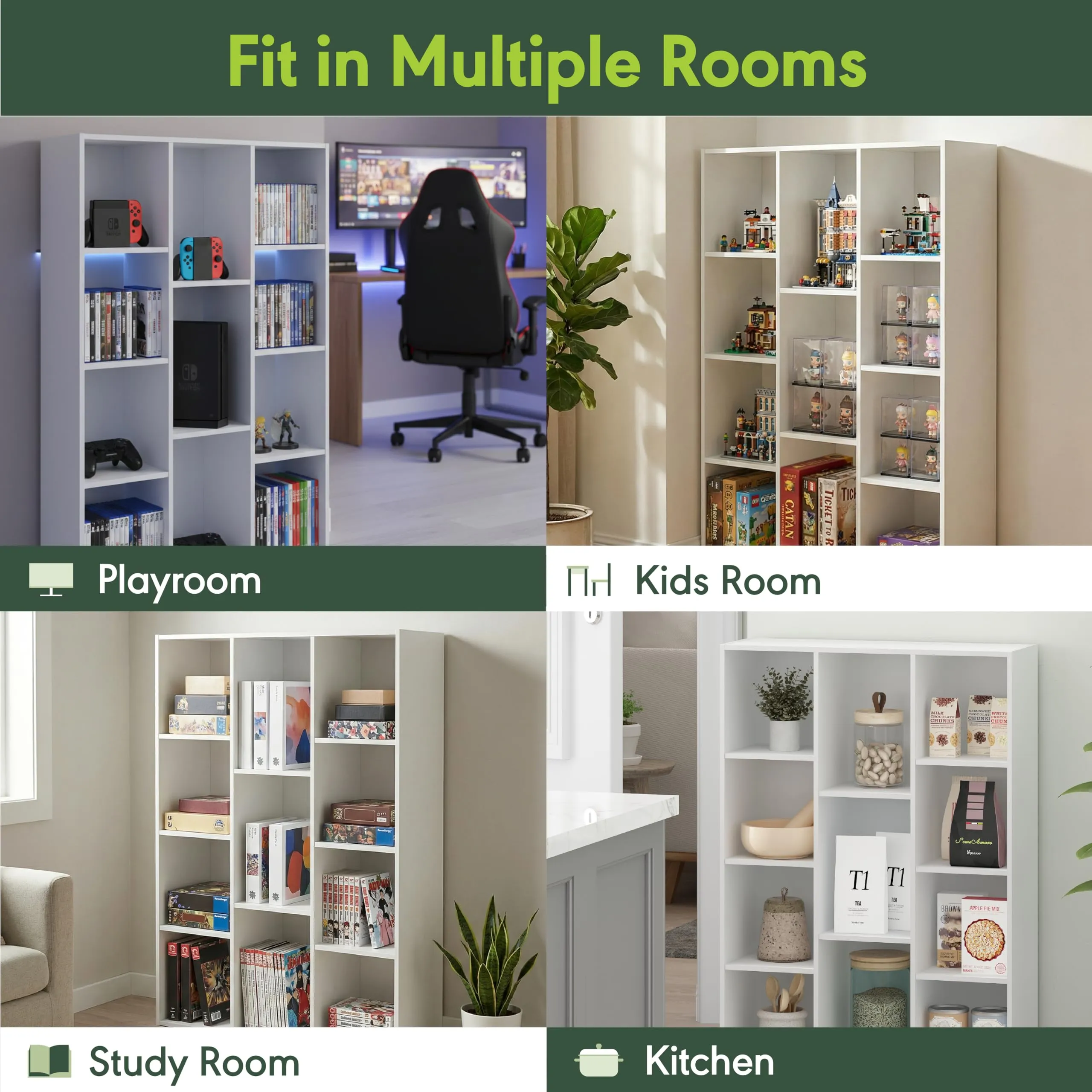 Furinno Luder Libreria Reversibile a 11 Cubi, Bianca - immagine 7