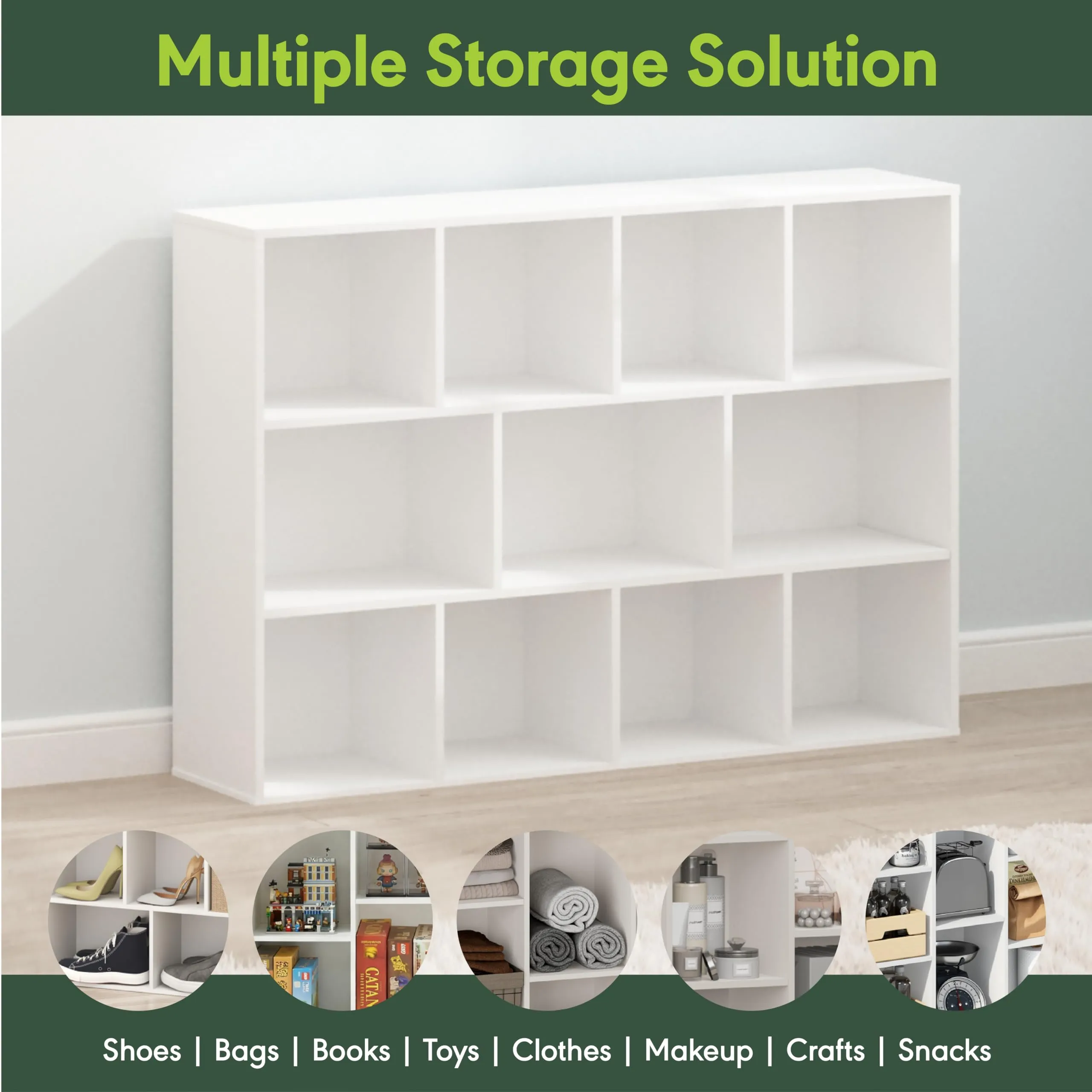 Furinno Luder Libreria Reversibile a 11 Cubi, Bianca - immagine 8