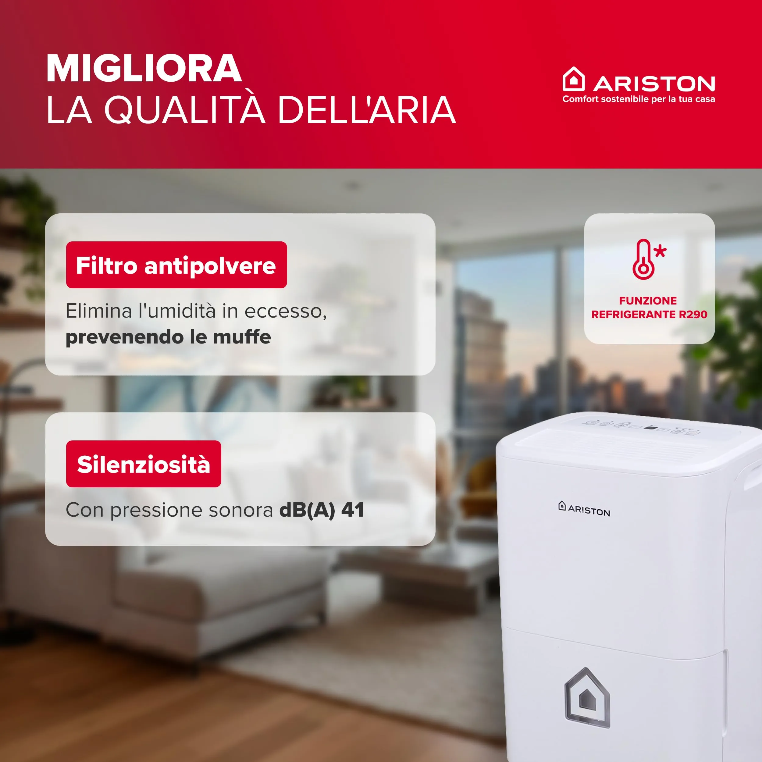 Ariston Deos 16NET Deumidificatore Portatile 16L - immagine 3