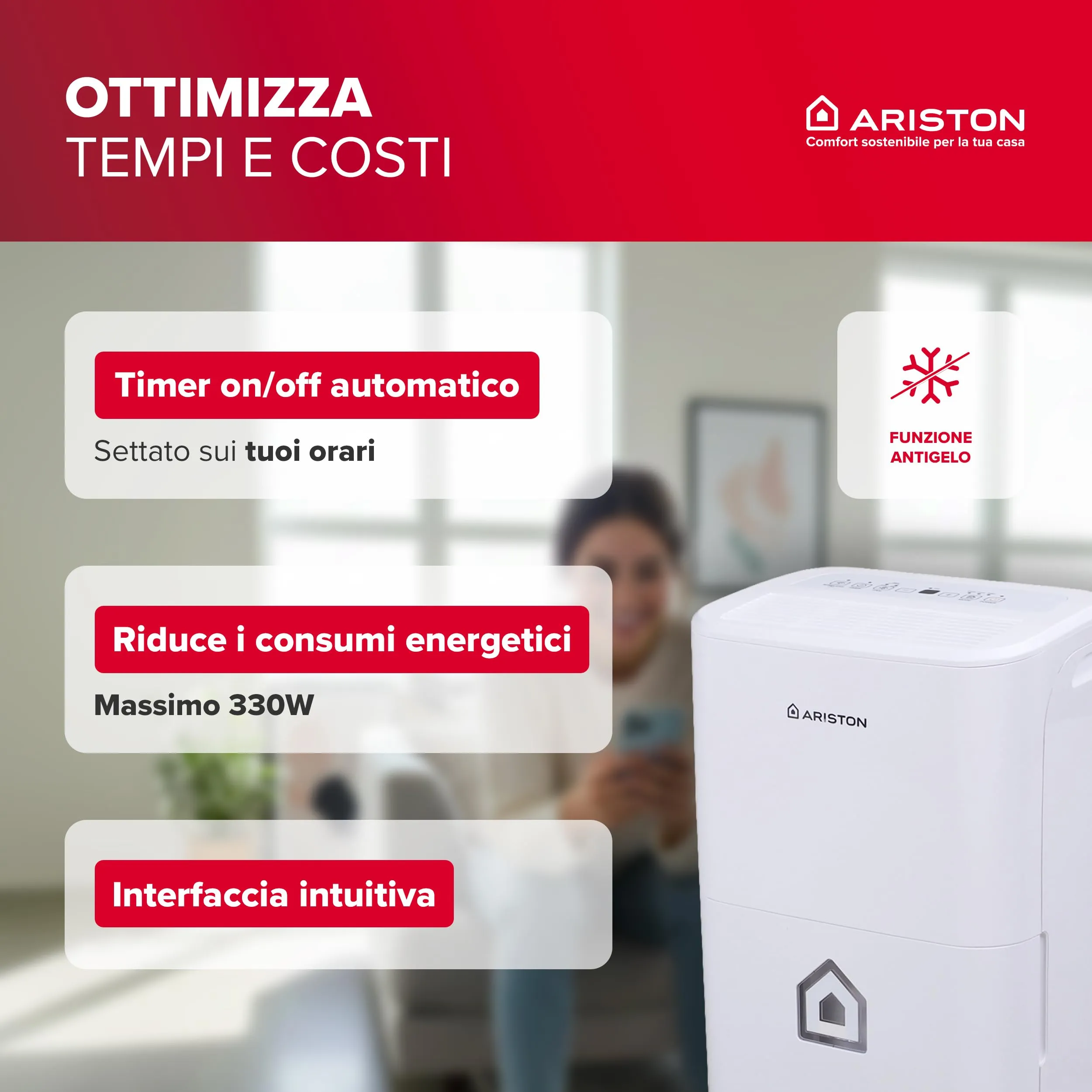 Ariston Deos 16NET Deumidificatore Portatile 16L - immagine 4