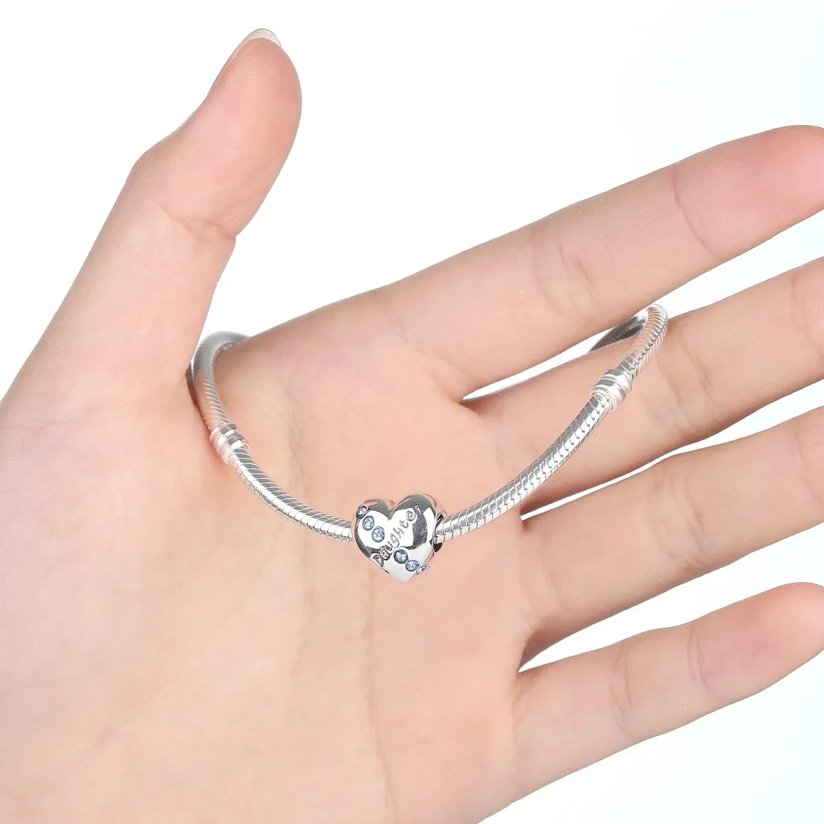 NINGAN Ciondolo Cuore Argento Sterling 925 per Braccialetti Donna - Figlia - immagine 2