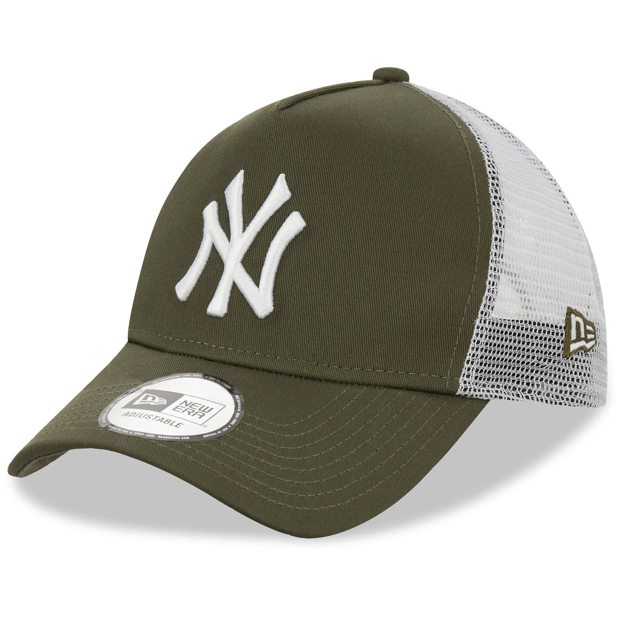 New Era New York Yankees MLB League Essential A-Frame Trucker Hat - Verde Oliva Bianco - immagine 1