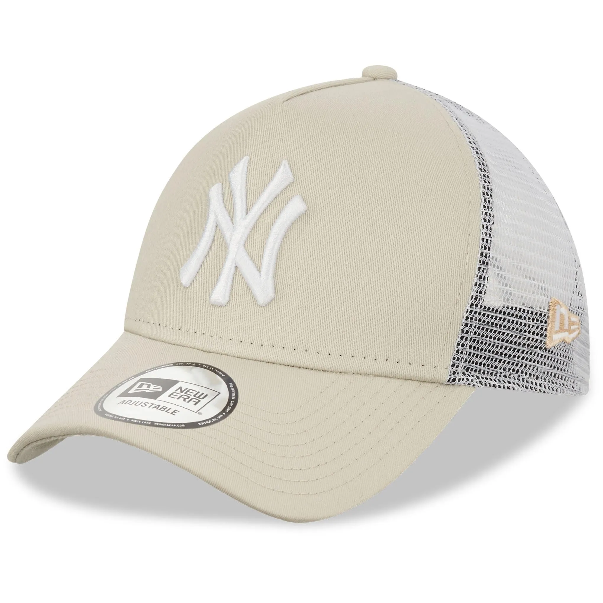 New Era New York Yankees MLB League Essential A-Frame Adjustable Trucker Hat - Beige Bianco - immagine 1