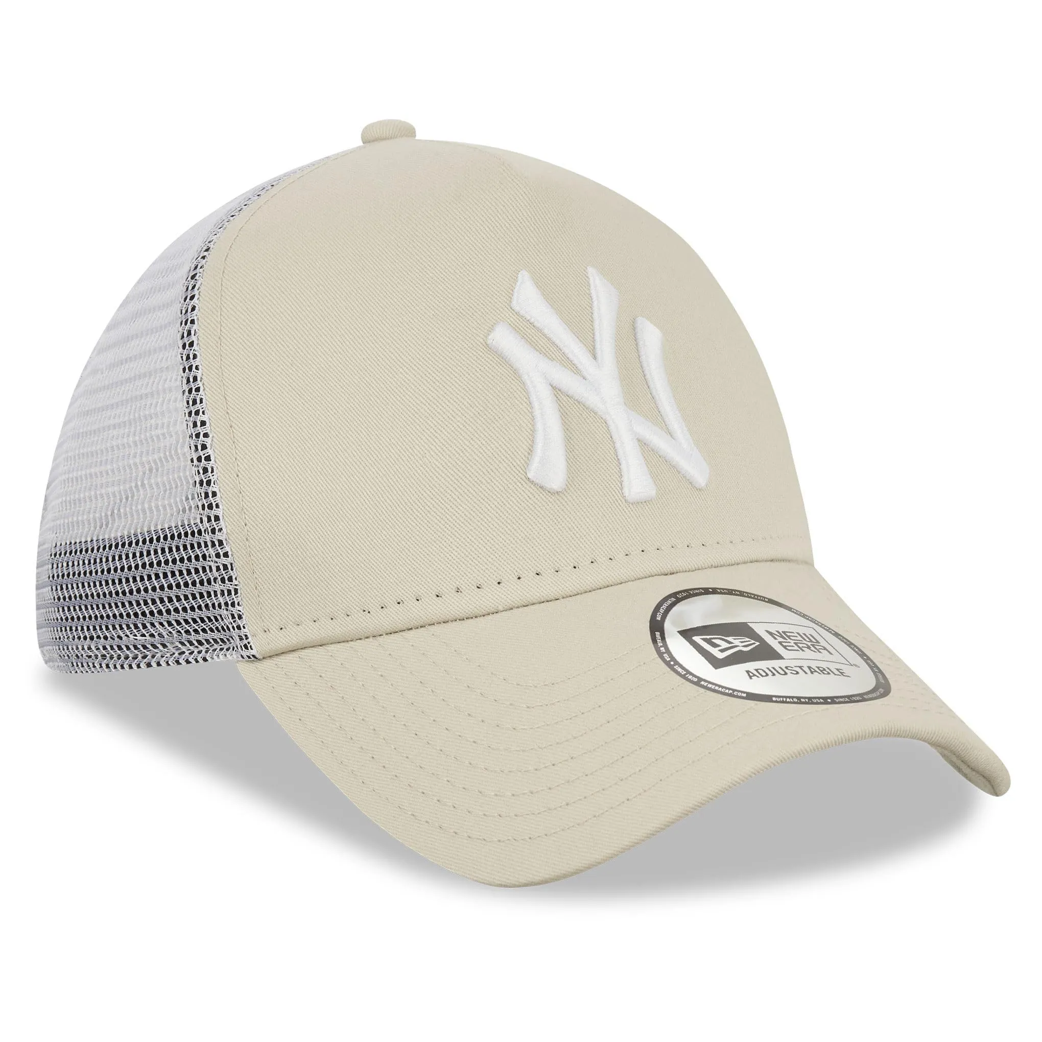 New Era New York Yankees MLB League Essential A-Frame Adjustable Trucker Hat - Beige Bianco - immagine 3