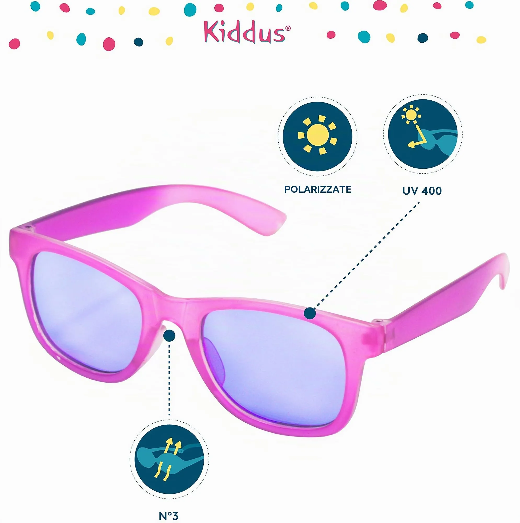 Kiddus Occhiali da Sole Polarizzati per Bambino e Bambina 4-7 Anni, UV400 CAT3 - immagine 2