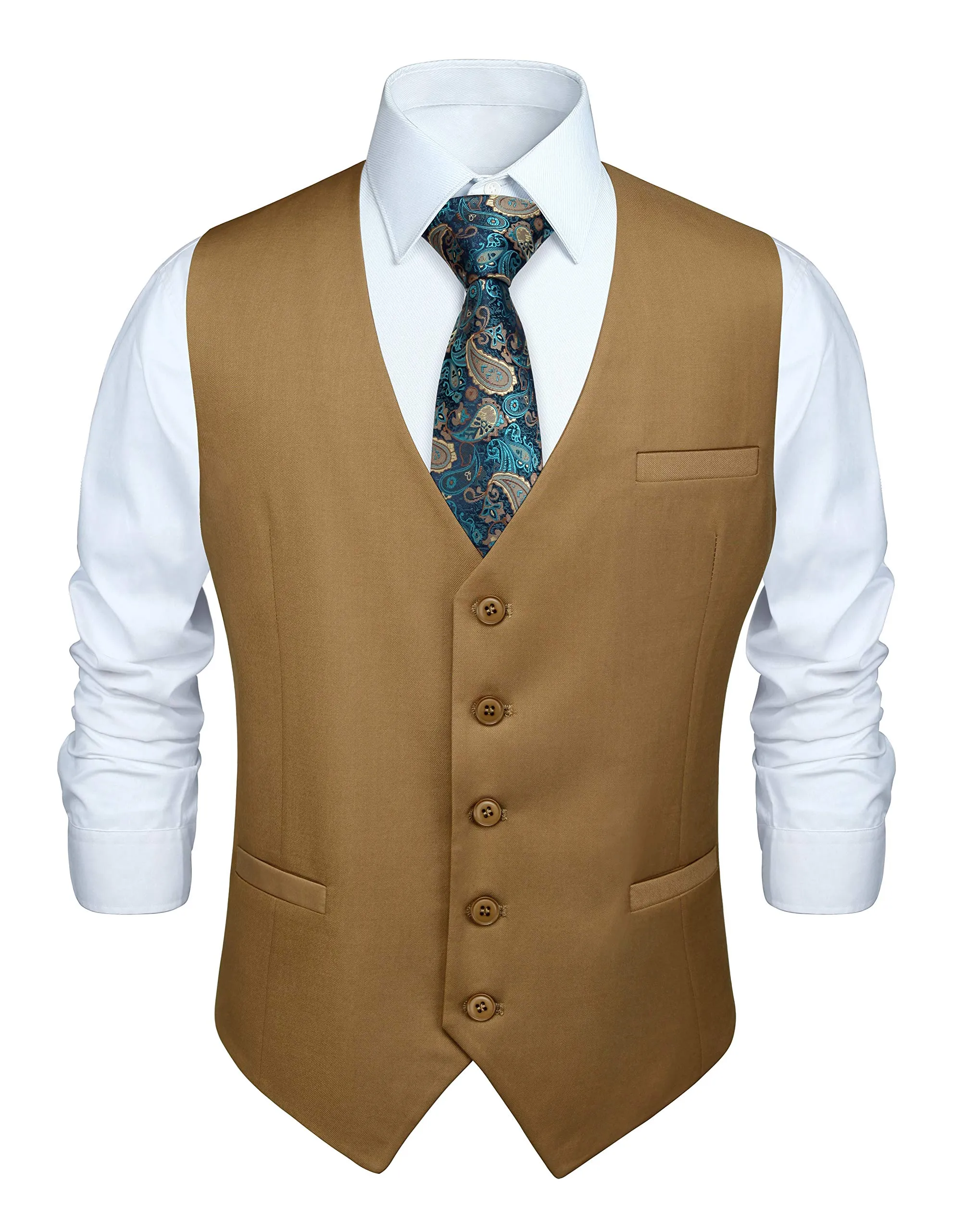 HISDERN Gilet in Cotone Tinta Unita da Uomo - immagine 1