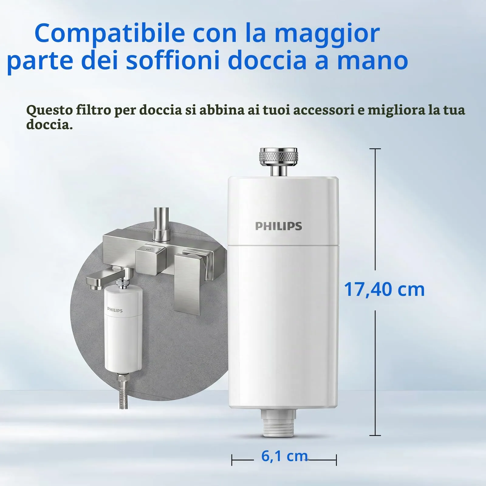 Philips Filtro Doccia In-Line AWP1775WH, Bianco, Filtrazione 50.000L - immagine 4