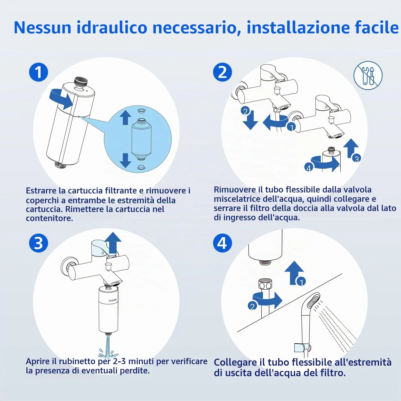 Philips Filtro Doccia In-Line AWP1775WH, Bianco, Filtrazione 50.000L - immagine 5