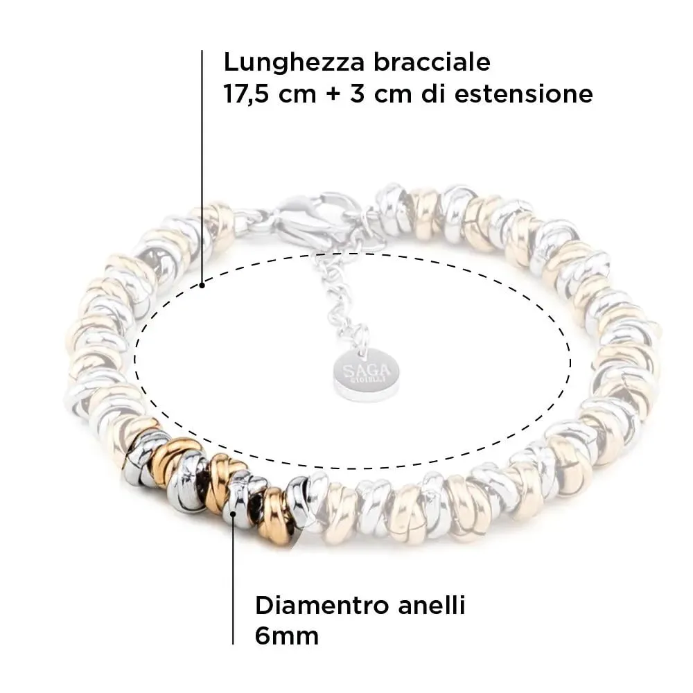Saga Gioielli Bracciale Donna Intrecciato Nodini Acciaio Ramato-Argentato - immagine 5