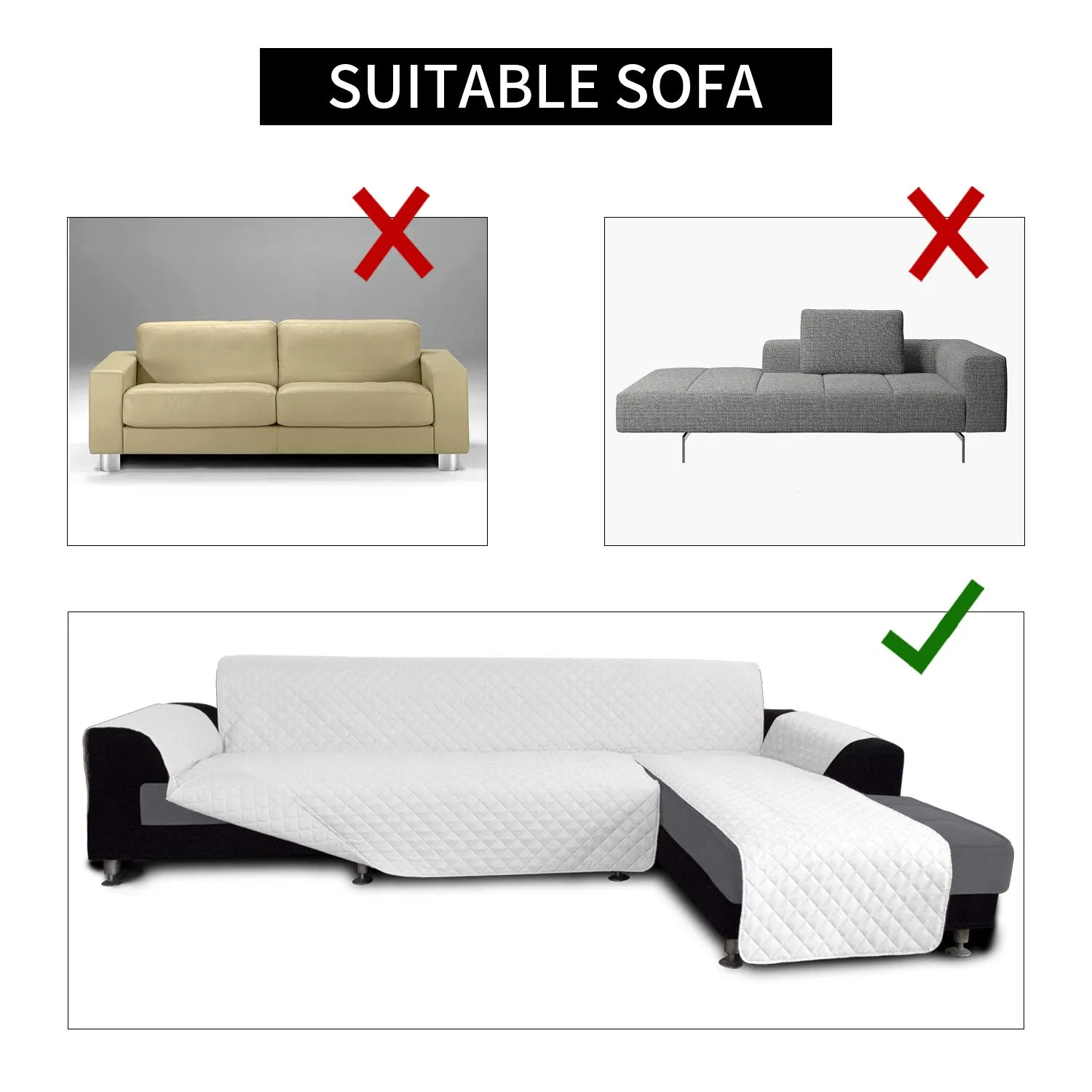 Easy-Going Copridivano a forma di L reversibile, Taglia L, Bianco/Bianco - immagine 4