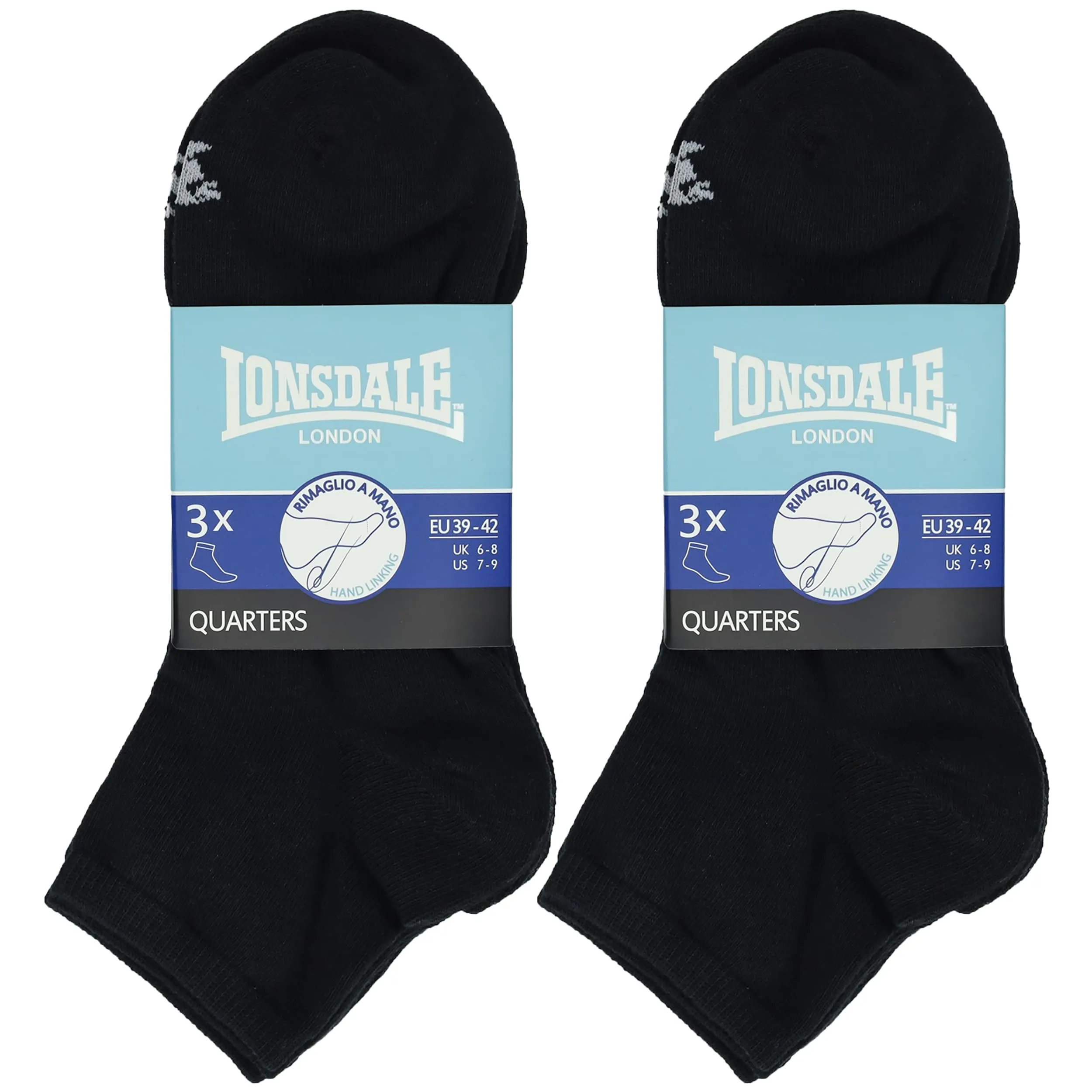 Lonsdale Quarter Calzini sopra la caviglia, 6 paia (Nero, 39-42) - immagine 2