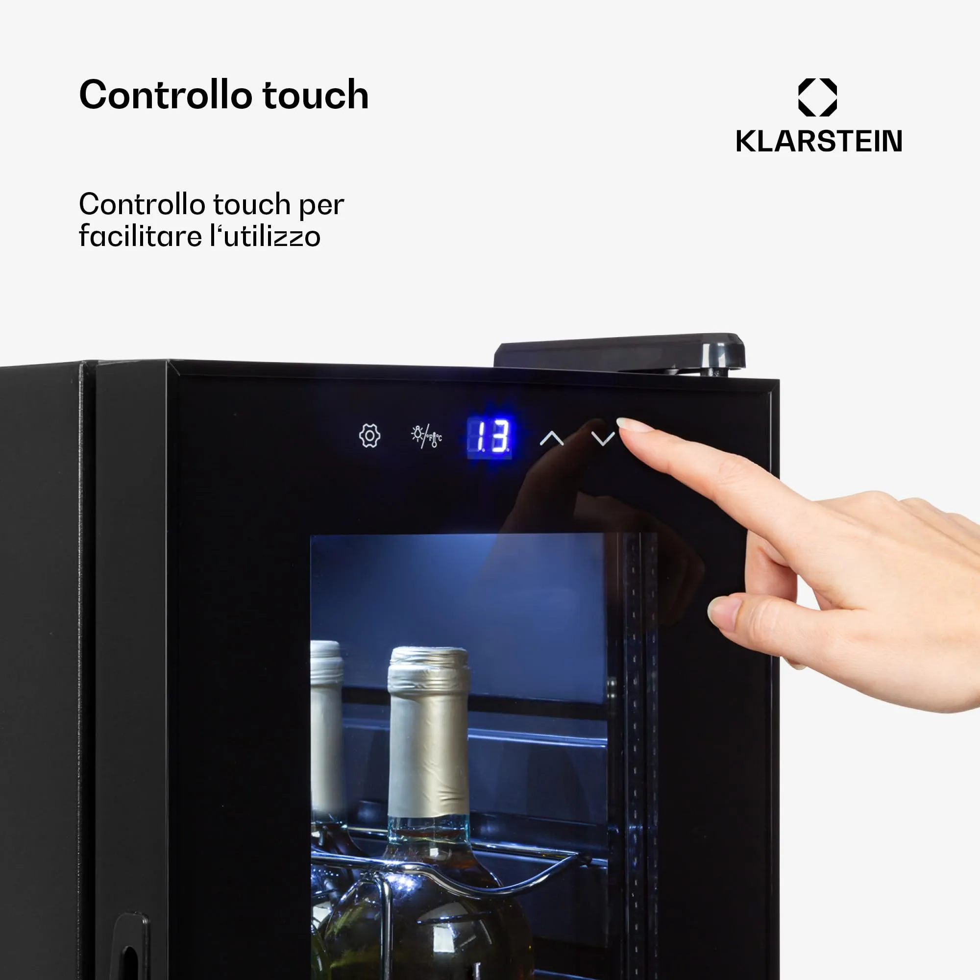 Klarstein Shiraz Cantinetta Vino Nero, 12 Bottiglie, 1 Zona, 5–18 °C, LED, Telaio Inox - immagine 6