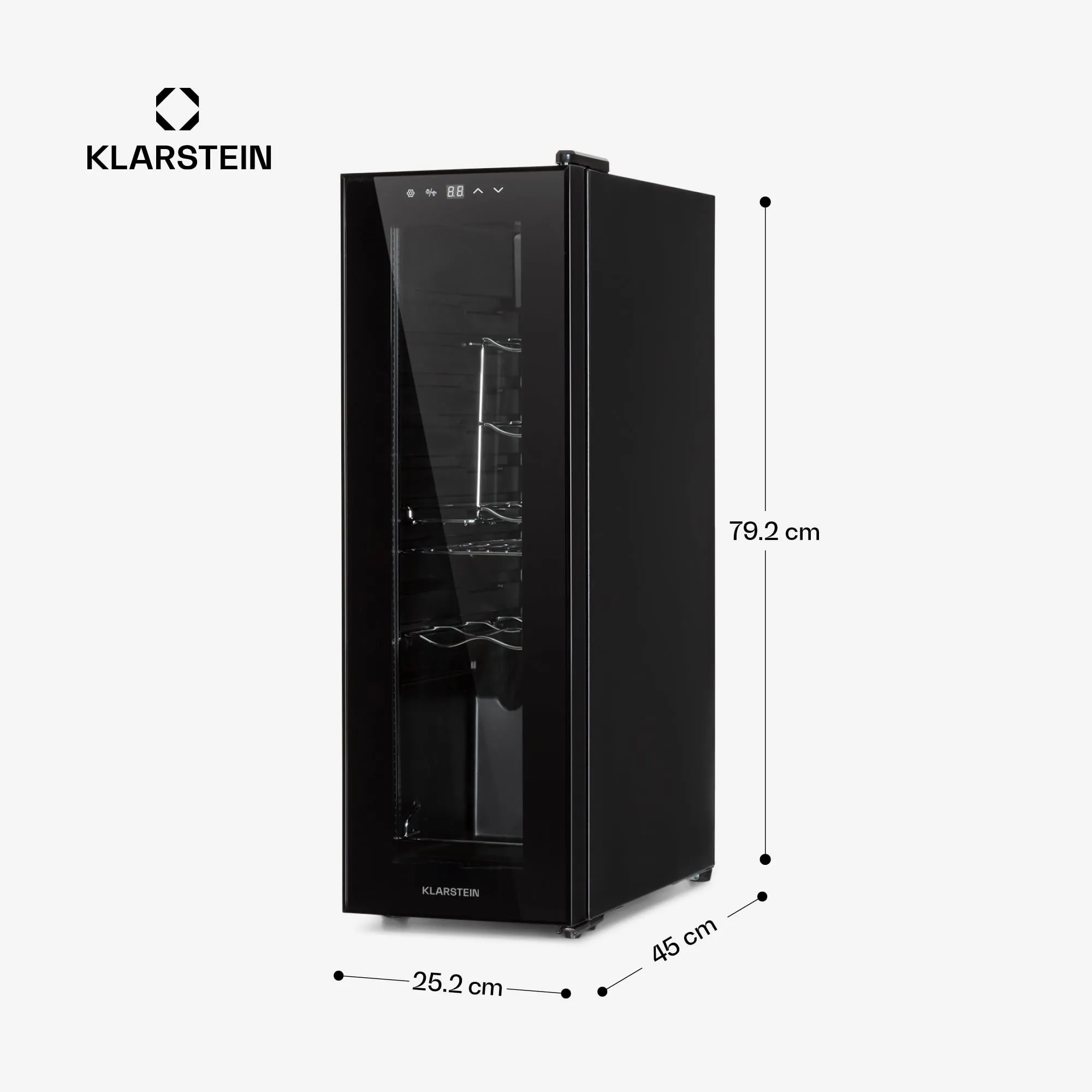 Klarstein Shiraz Cantinetta Vino Nero, 12 Bottiglie, 1 Zona, 5–18 °C, LED, Telaio Inox - immagine 7