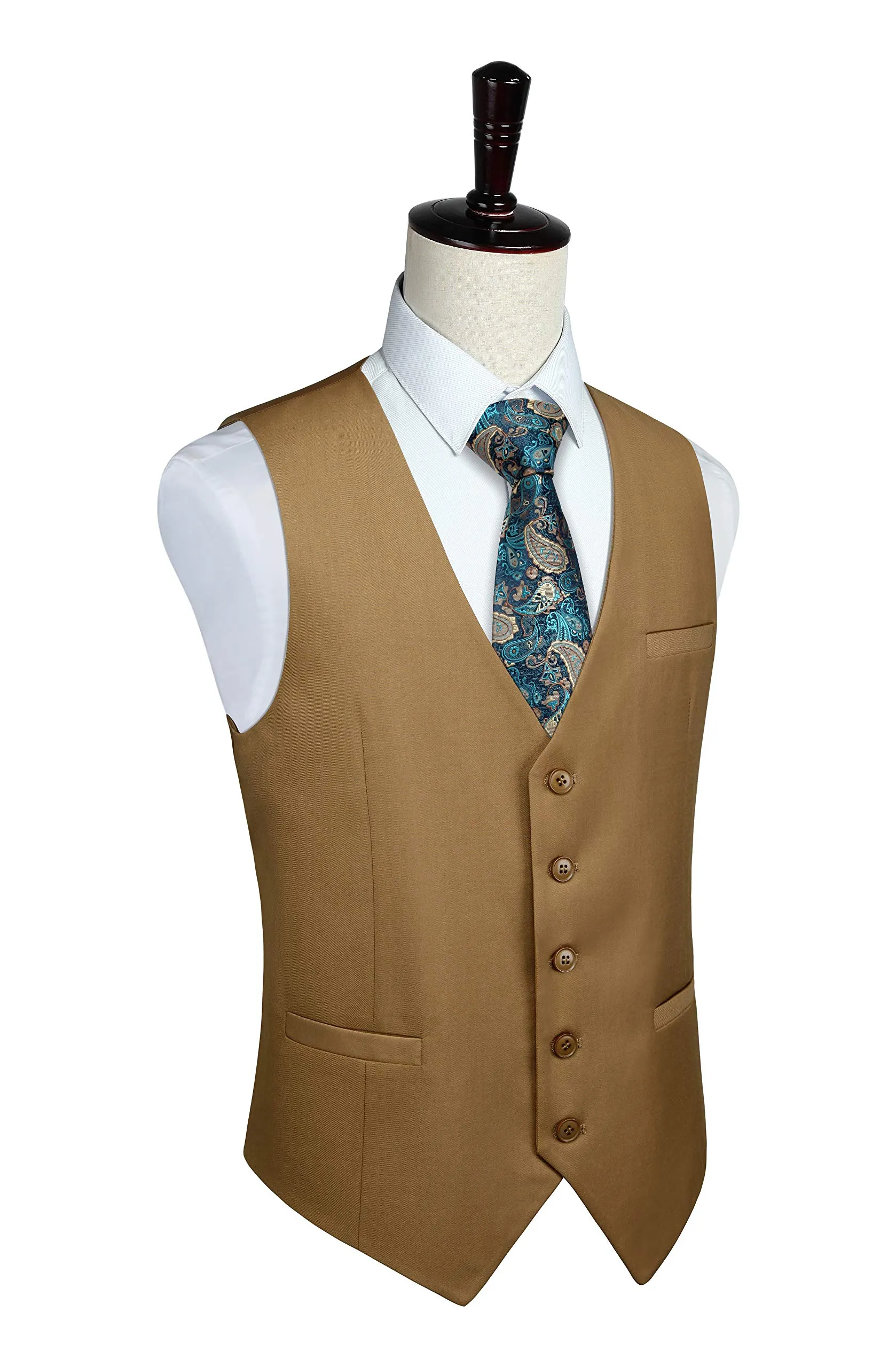HISDERN Gilet in Cotone Tinta Unita da Uomo - immagine 6